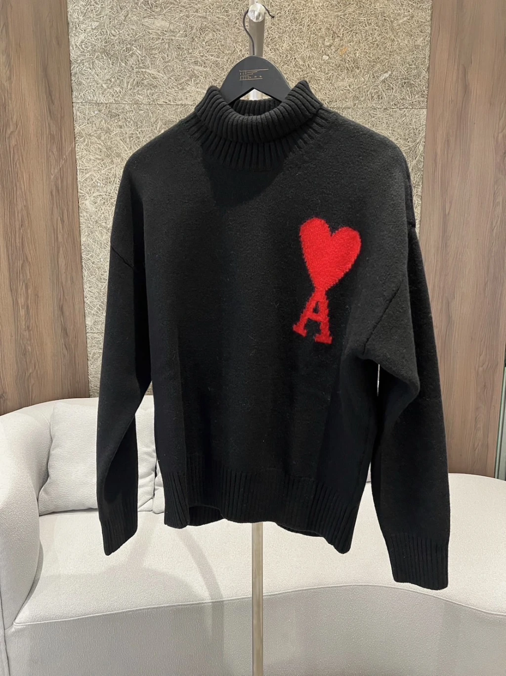 AMI 高領毛衣 黑紅