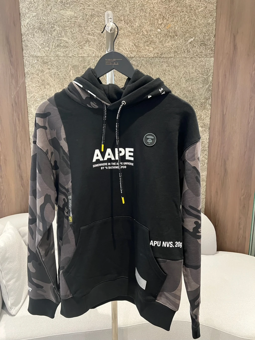 Aape 迷彩拼接 帽T