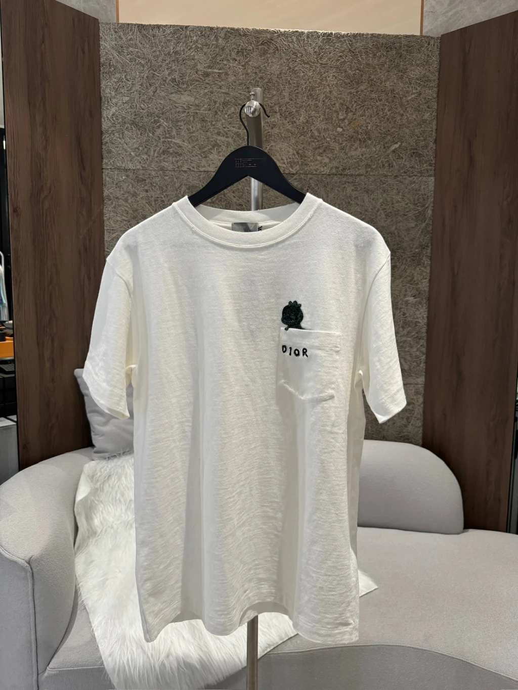 Dior 聯名刺繡小恐龍口袋 白