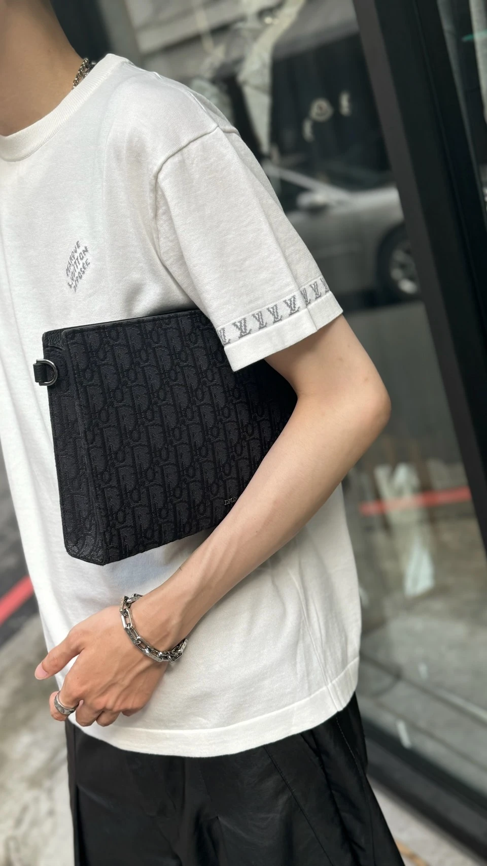 Dior 滿版緹花 黑 手拿包