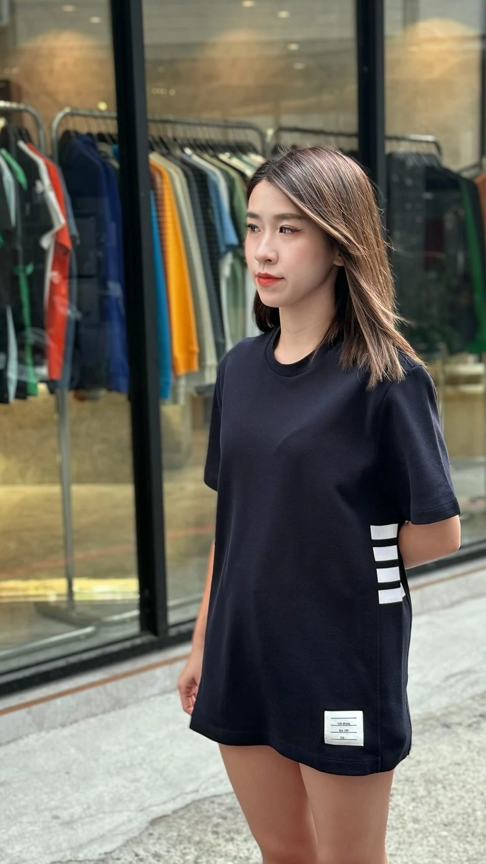 TB 側邊四線藍短袖