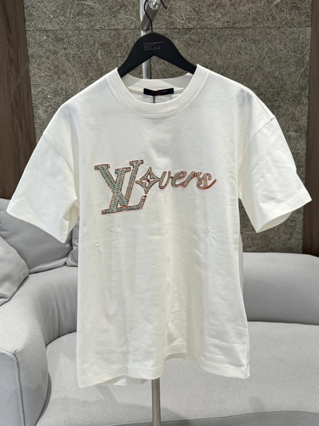 LV 串珠亮片字母 短袖