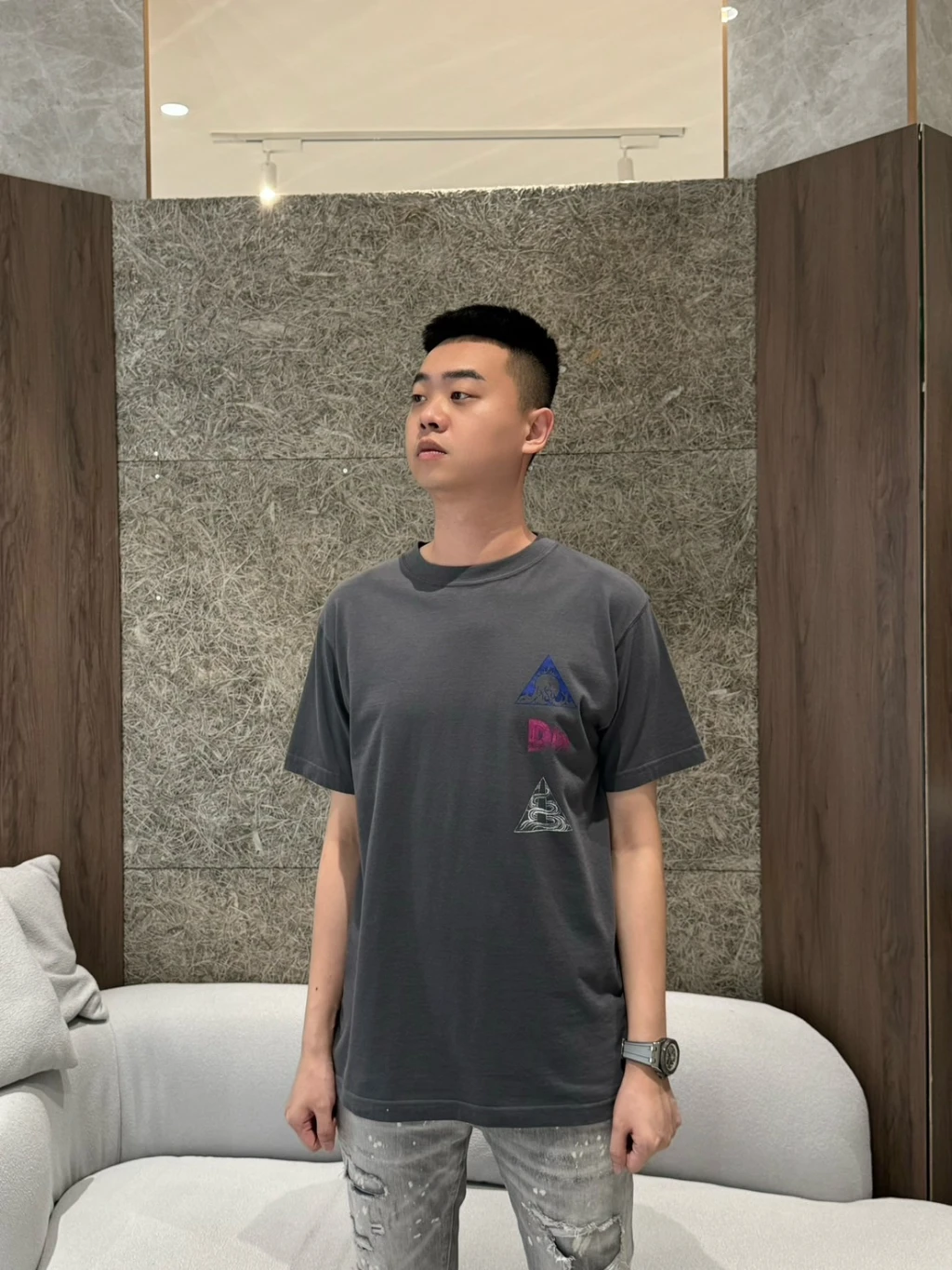 Dior 灰背後太空大圖 短袖