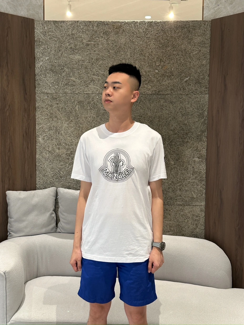 Moncler 雙層刺繡 白
