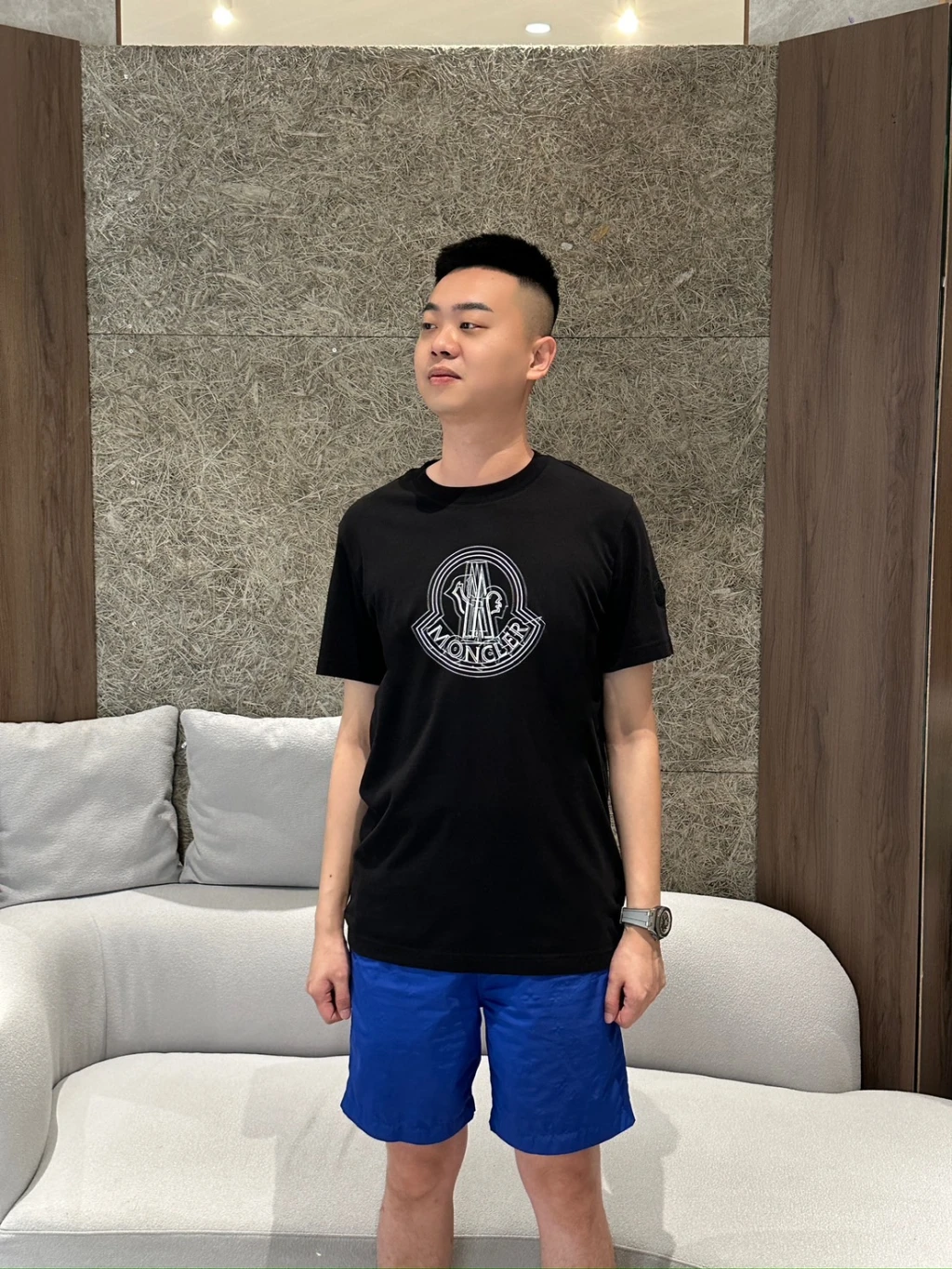 Moncler 雙層刺繡 黑