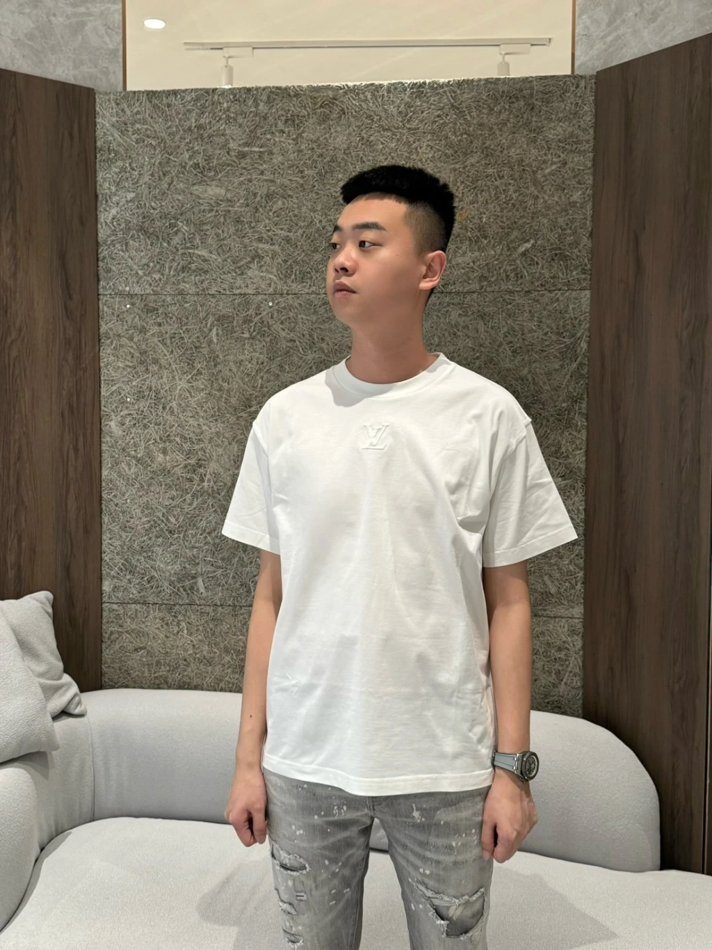 LV 鋼印 短袖上衣 白