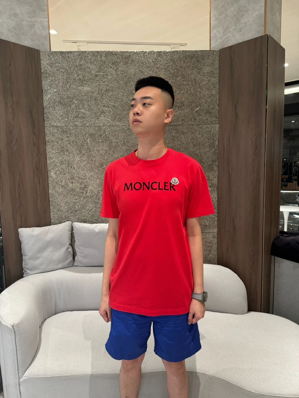 Moncler 字母植絨 短袖 紅