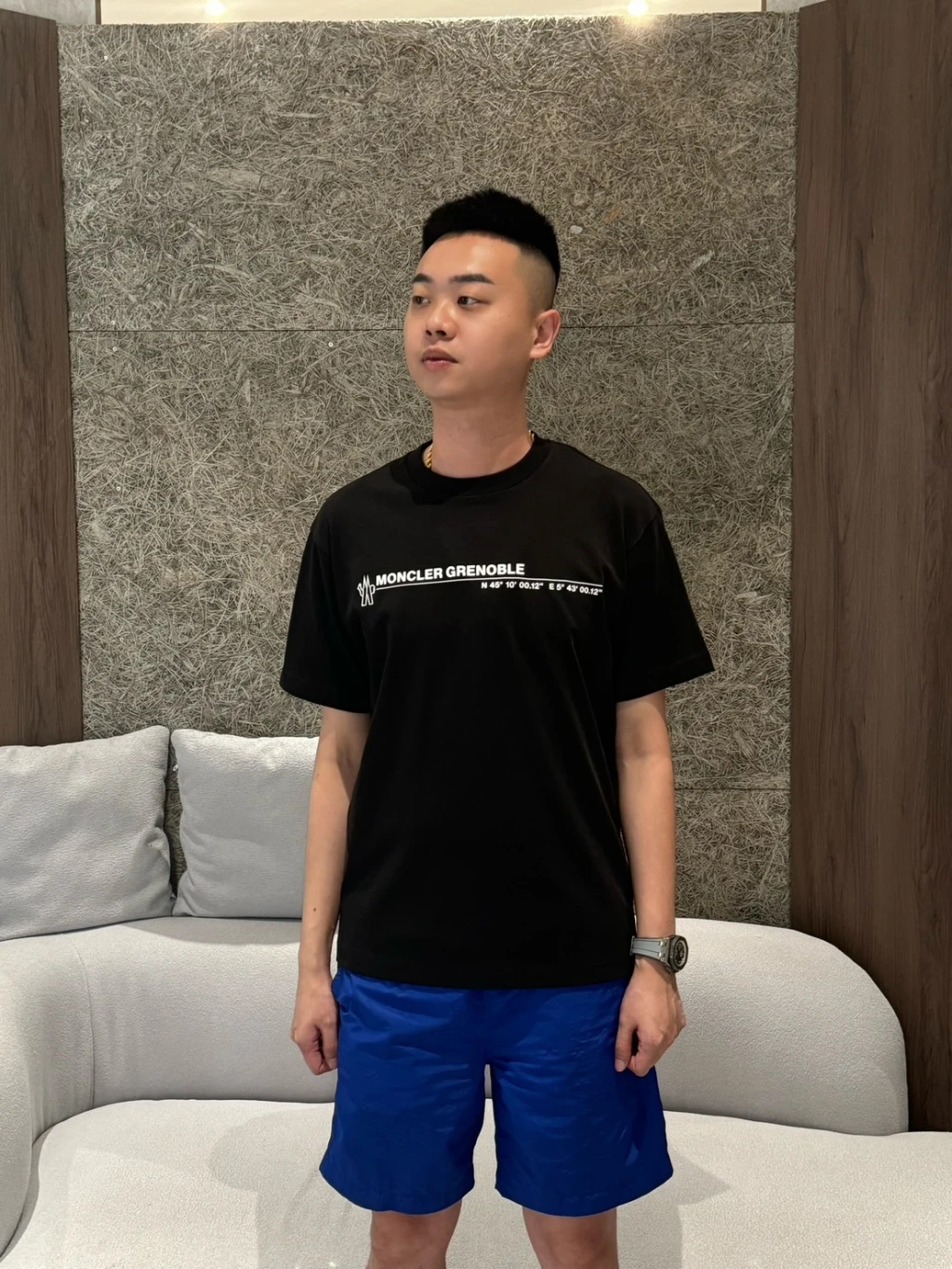 Moncler 黑底經緯度短袖