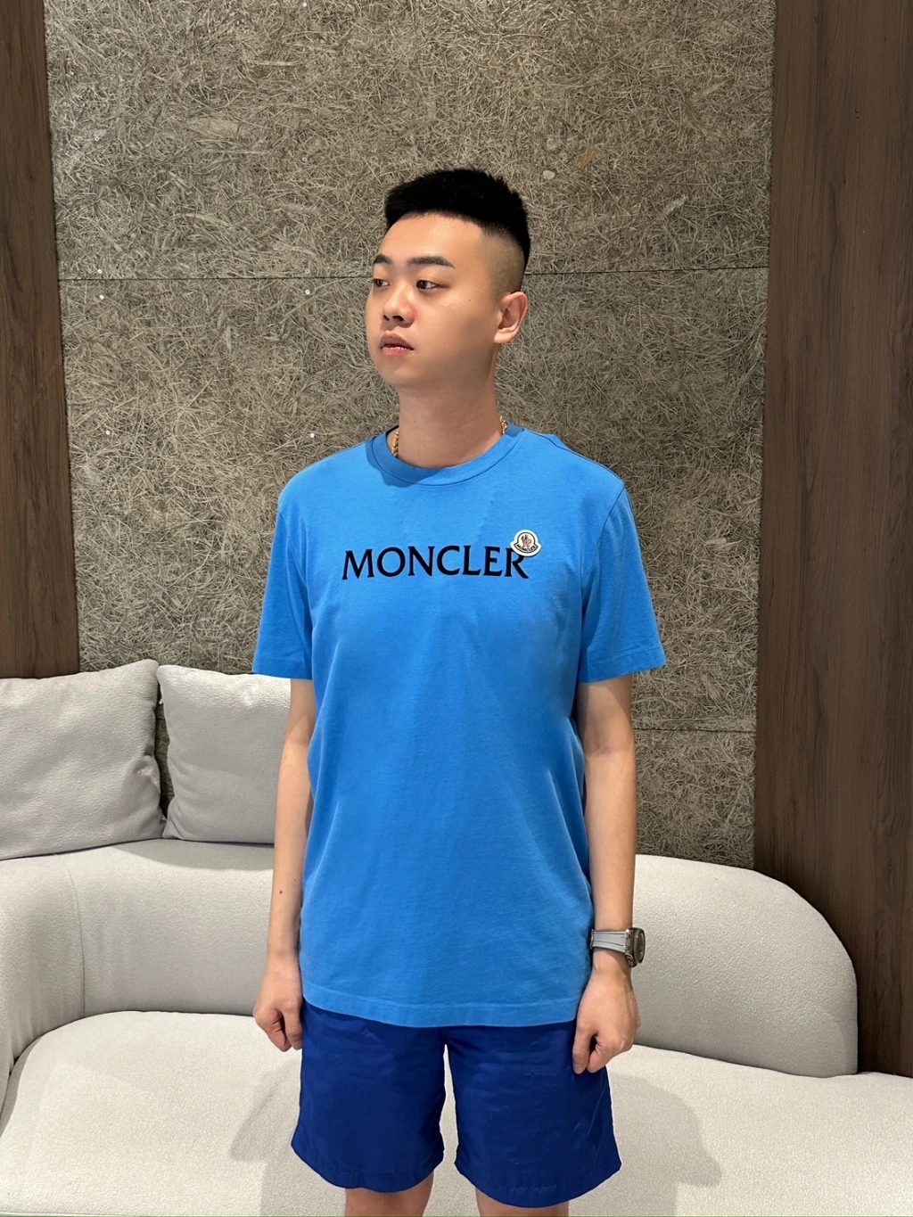 Moncler 字母植絨 短袖 藍