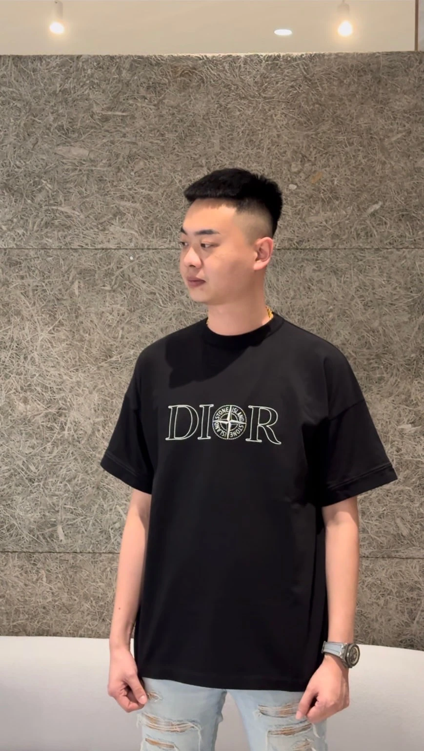 Dior 新款刺繡字母短袖 黑
