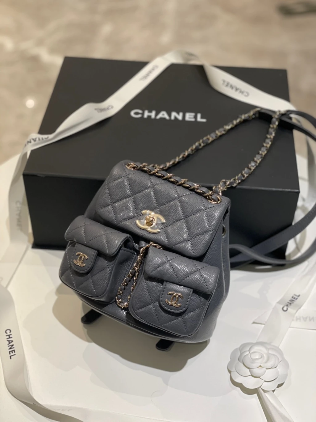Chanel 灰金青蛙包
