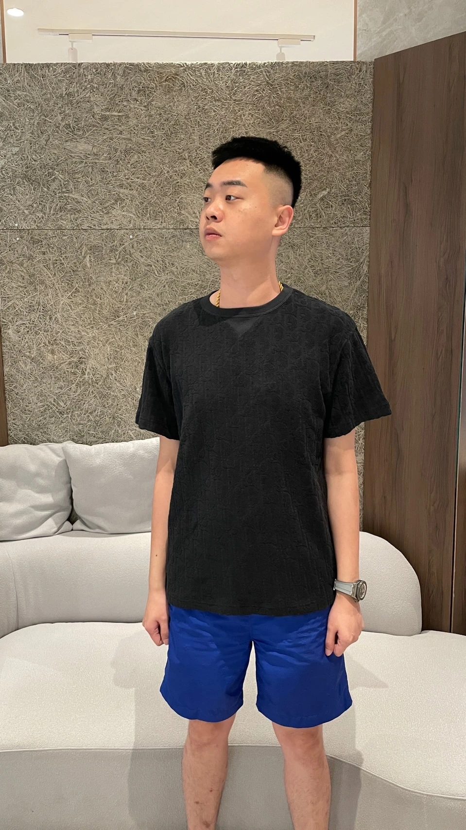 Dior 滿版印花毛巾布 黑