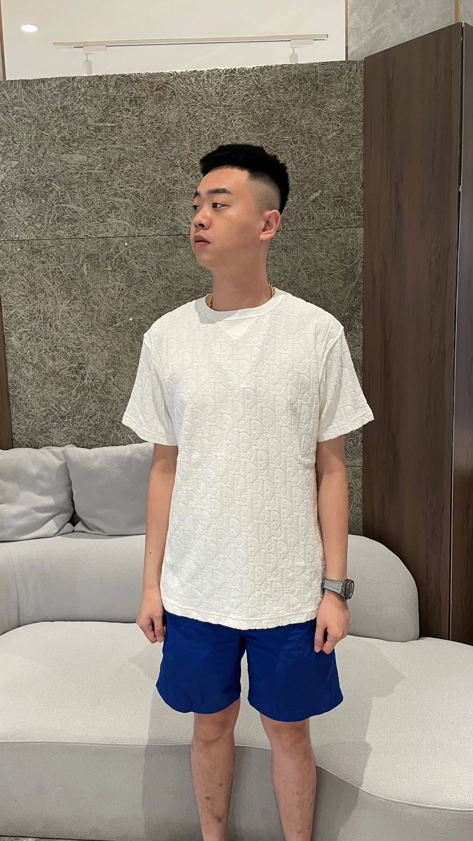 Dior 滿版印花毛巾布 白