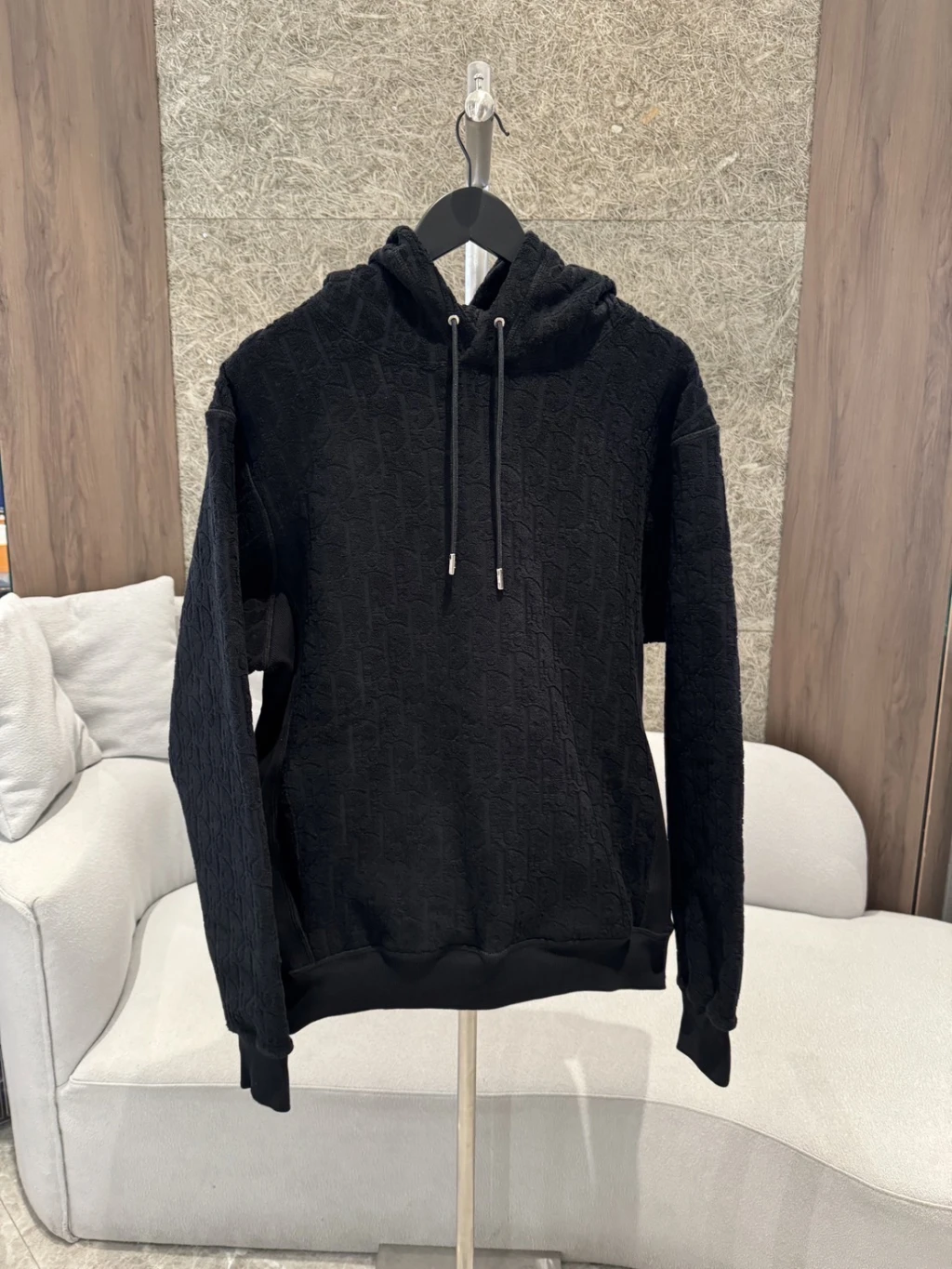 Dior 滿版印花毛巾布 帽T 黑色