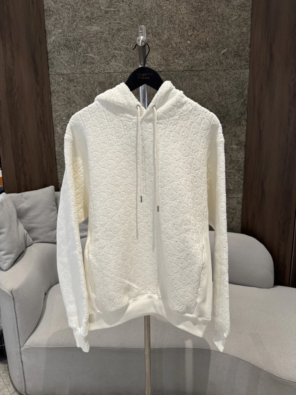 Dior 滿版印花毛巾布 帽T 白色