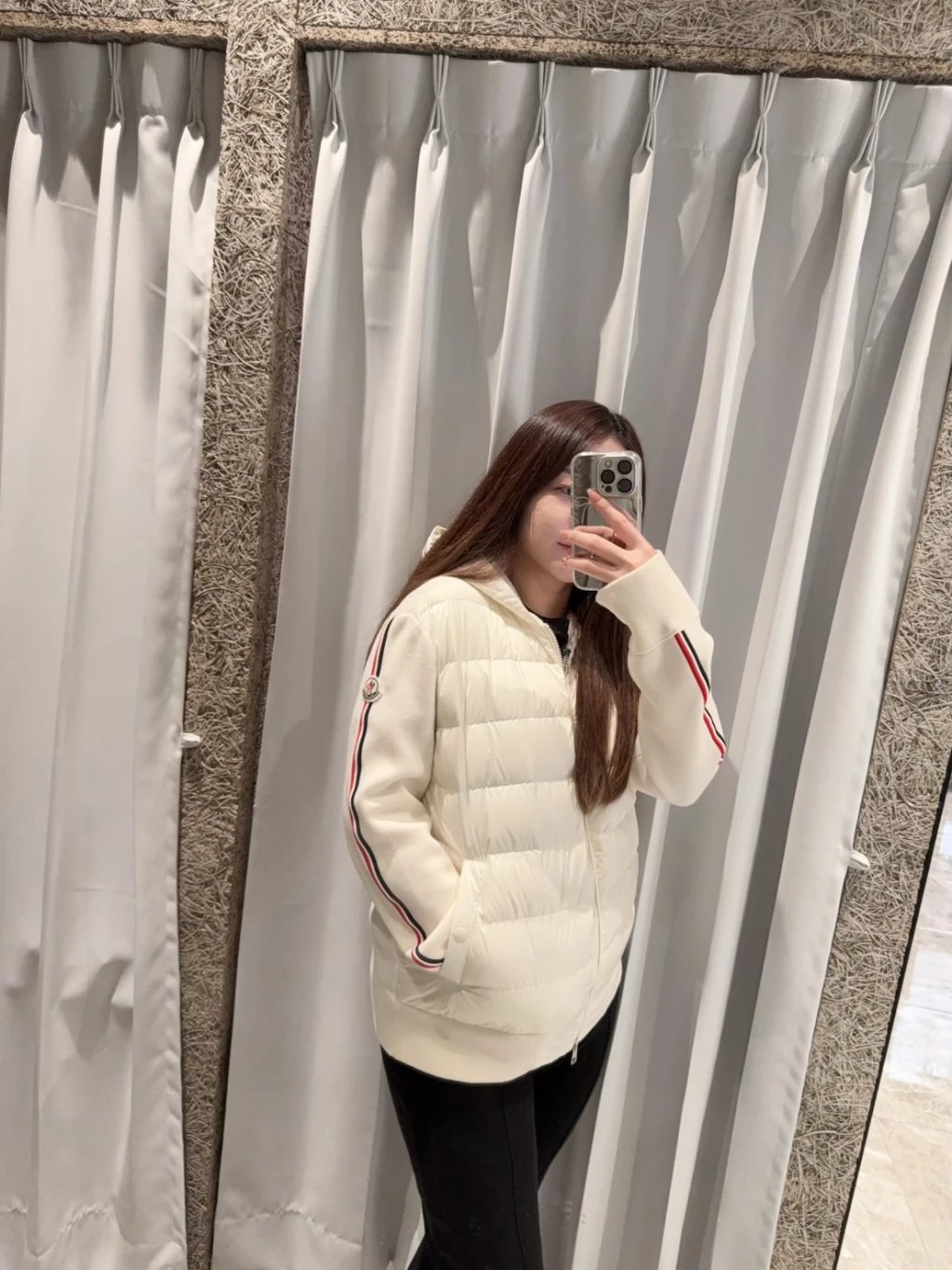 Moncler 拼接羽絨白外套