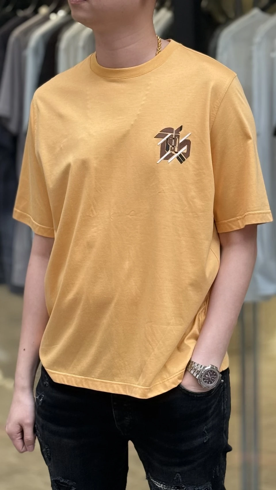 Hermes 黃底小圖短袖