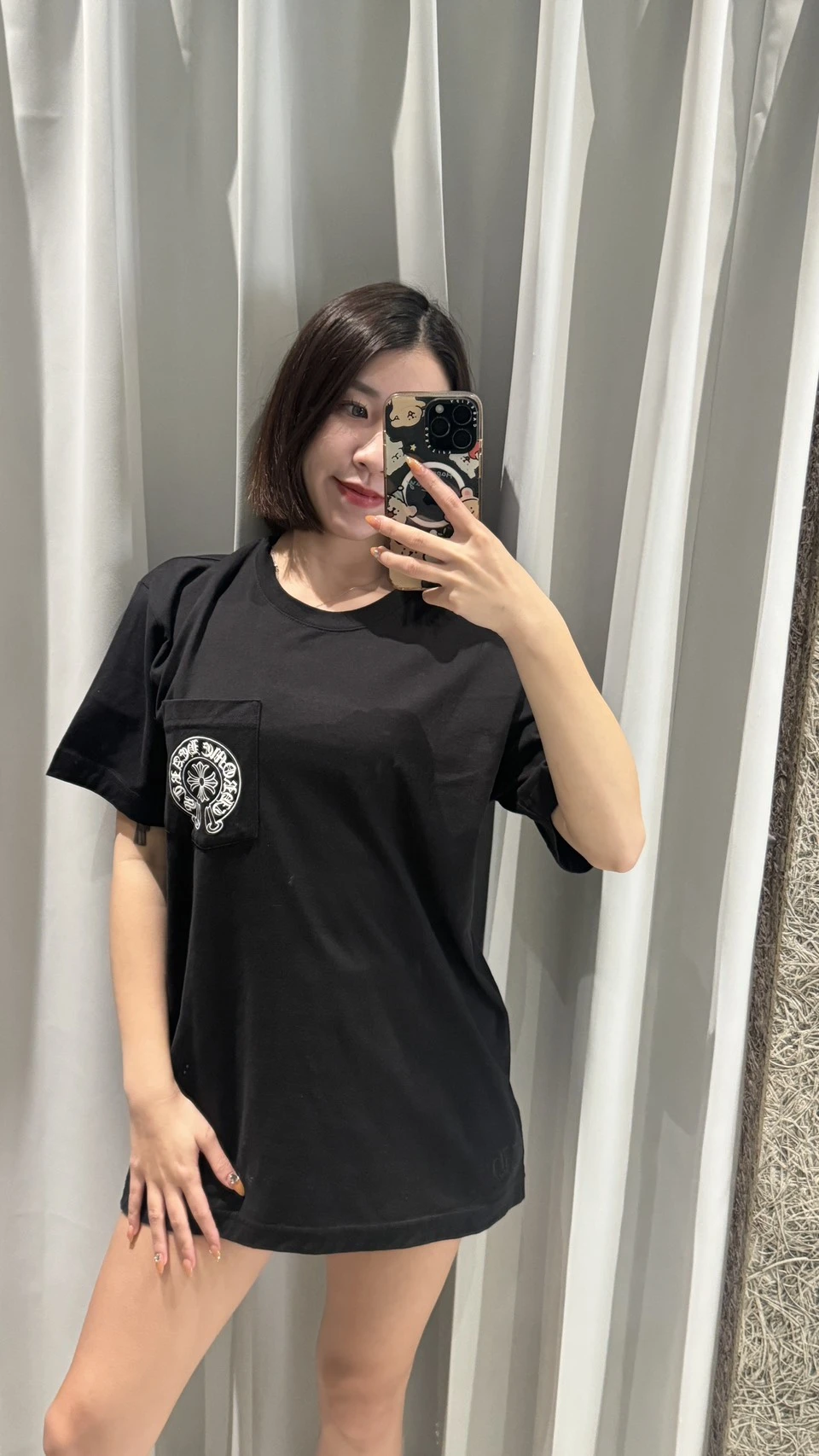 克羅心 黑底背後十字短袖