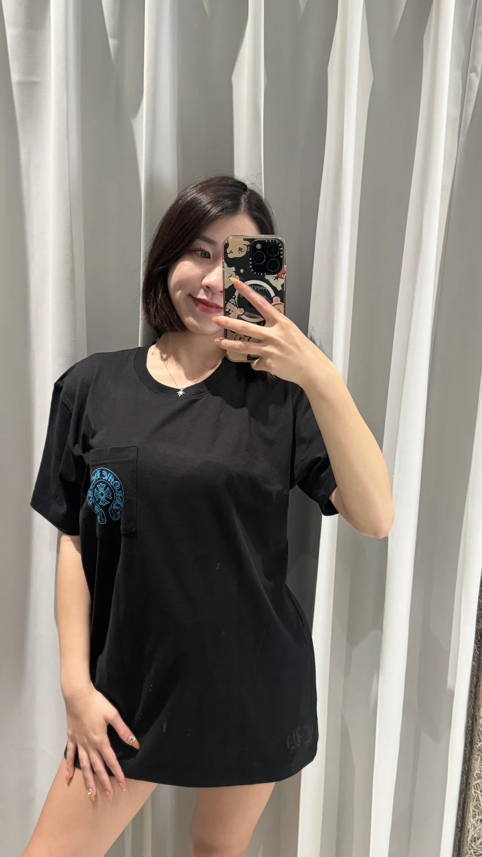 克羅心 黑底藍色短袖