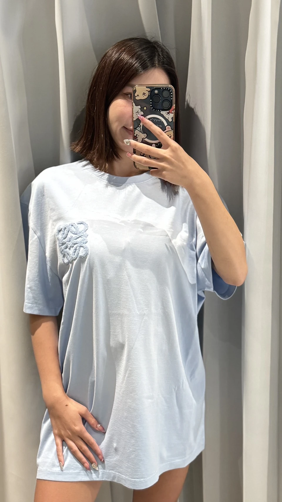 Loewe 絨毛刺繡寶寶藍短袖