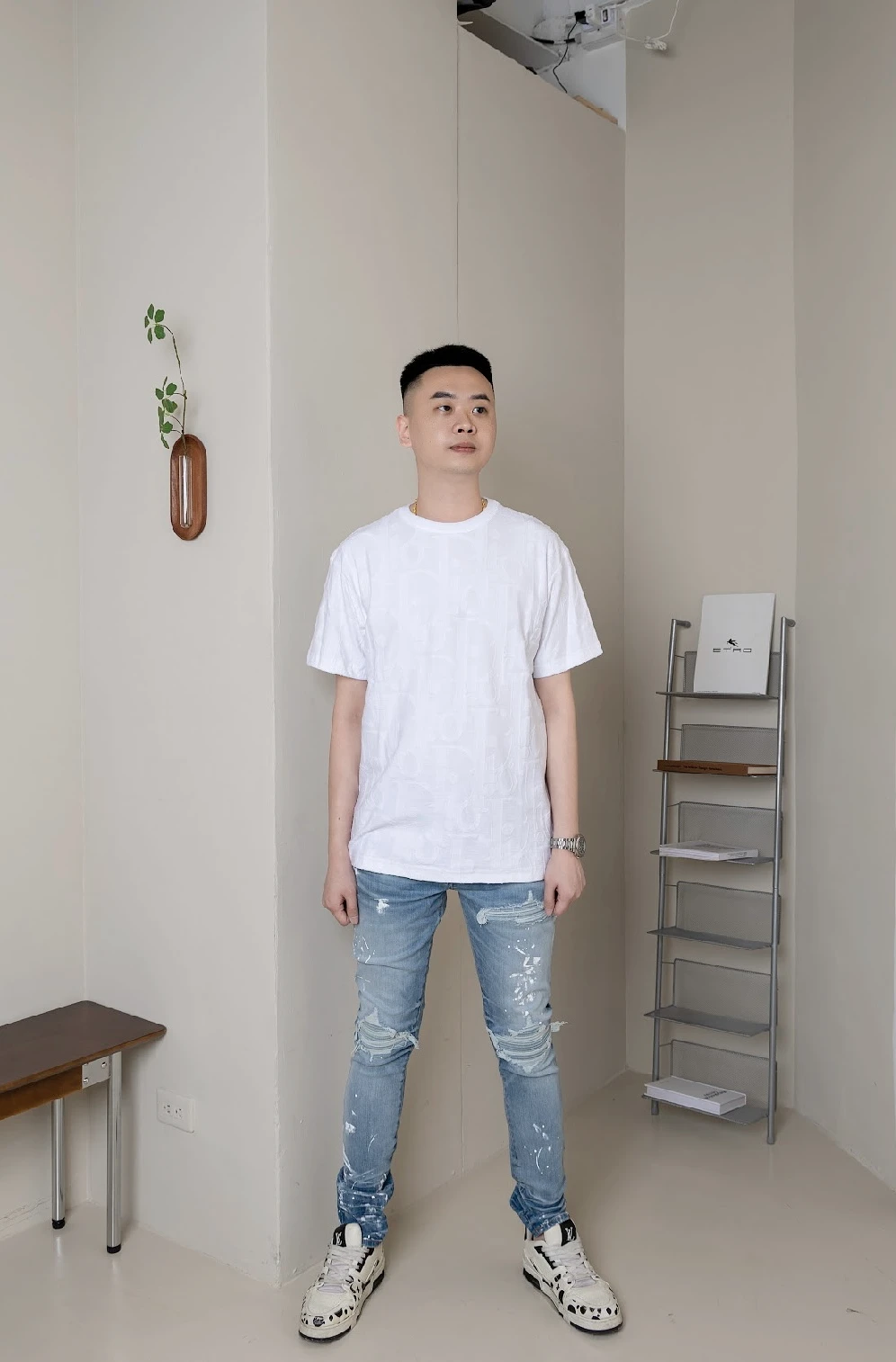 Dior 暗紋滿版短袖 白色