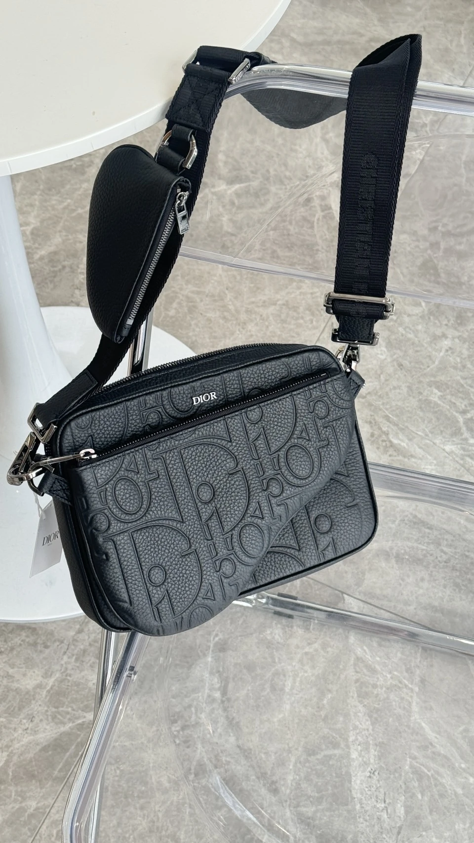 Dior 黑壓印三合一側背包