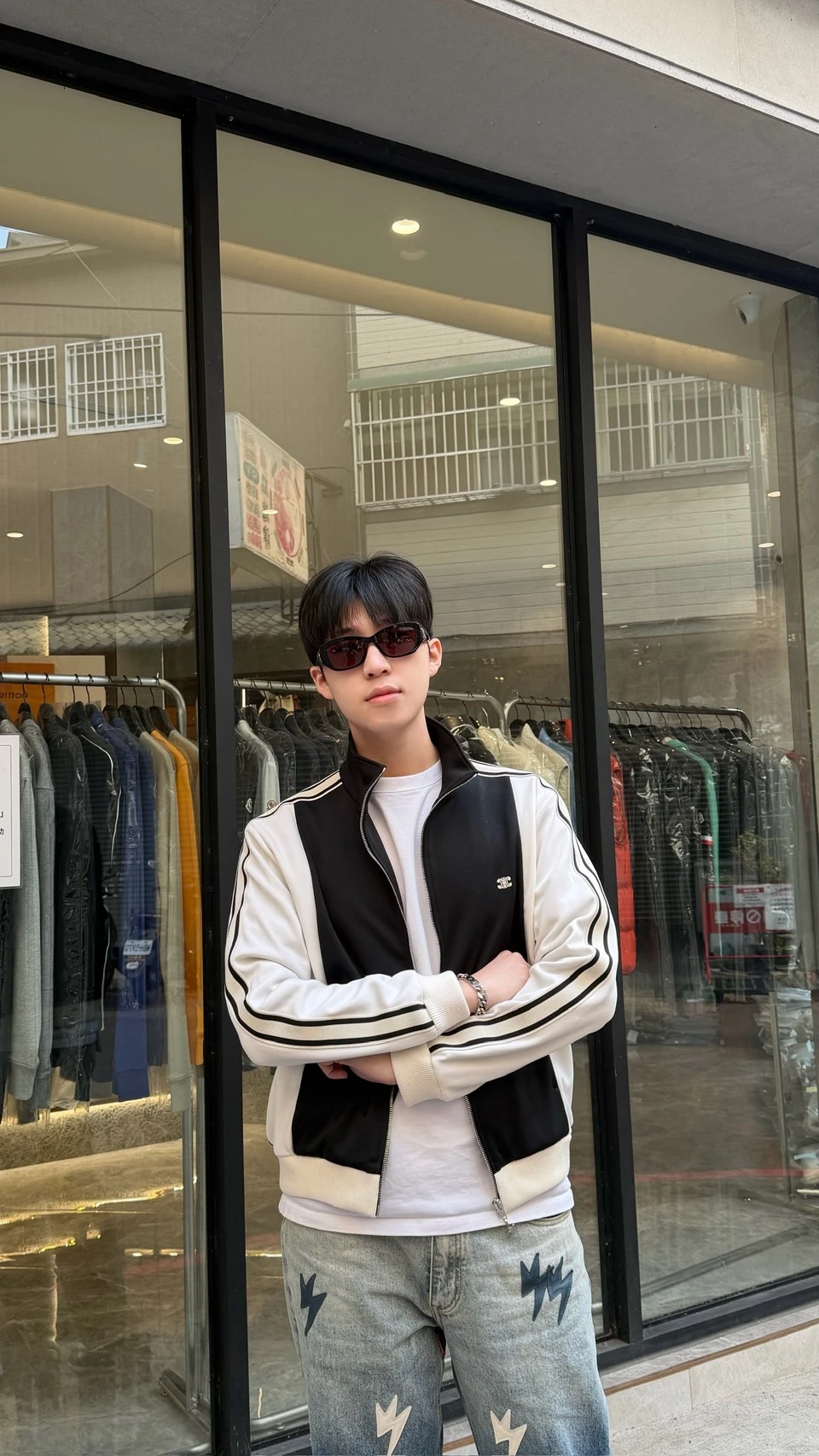 Celine 黑白拚色立領外套