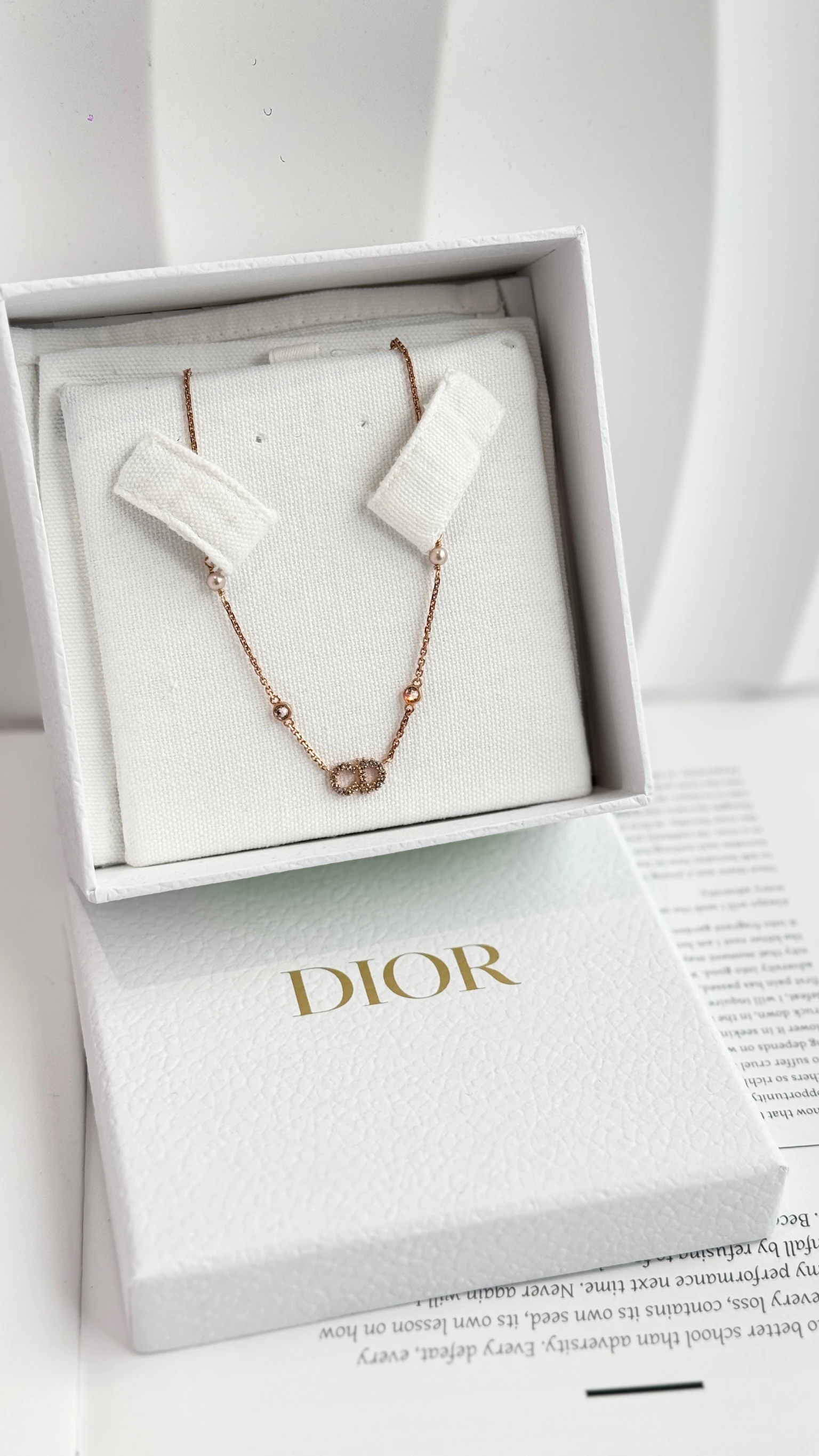 Dior 玫瑰金珍珠項鍊