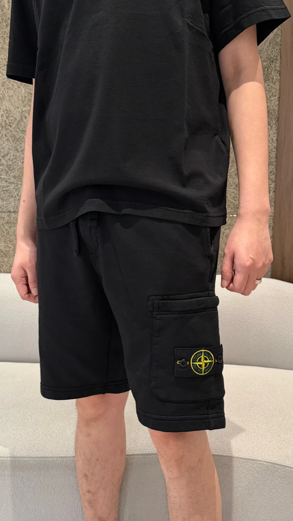 Stone island 黑色口袋棉短褲