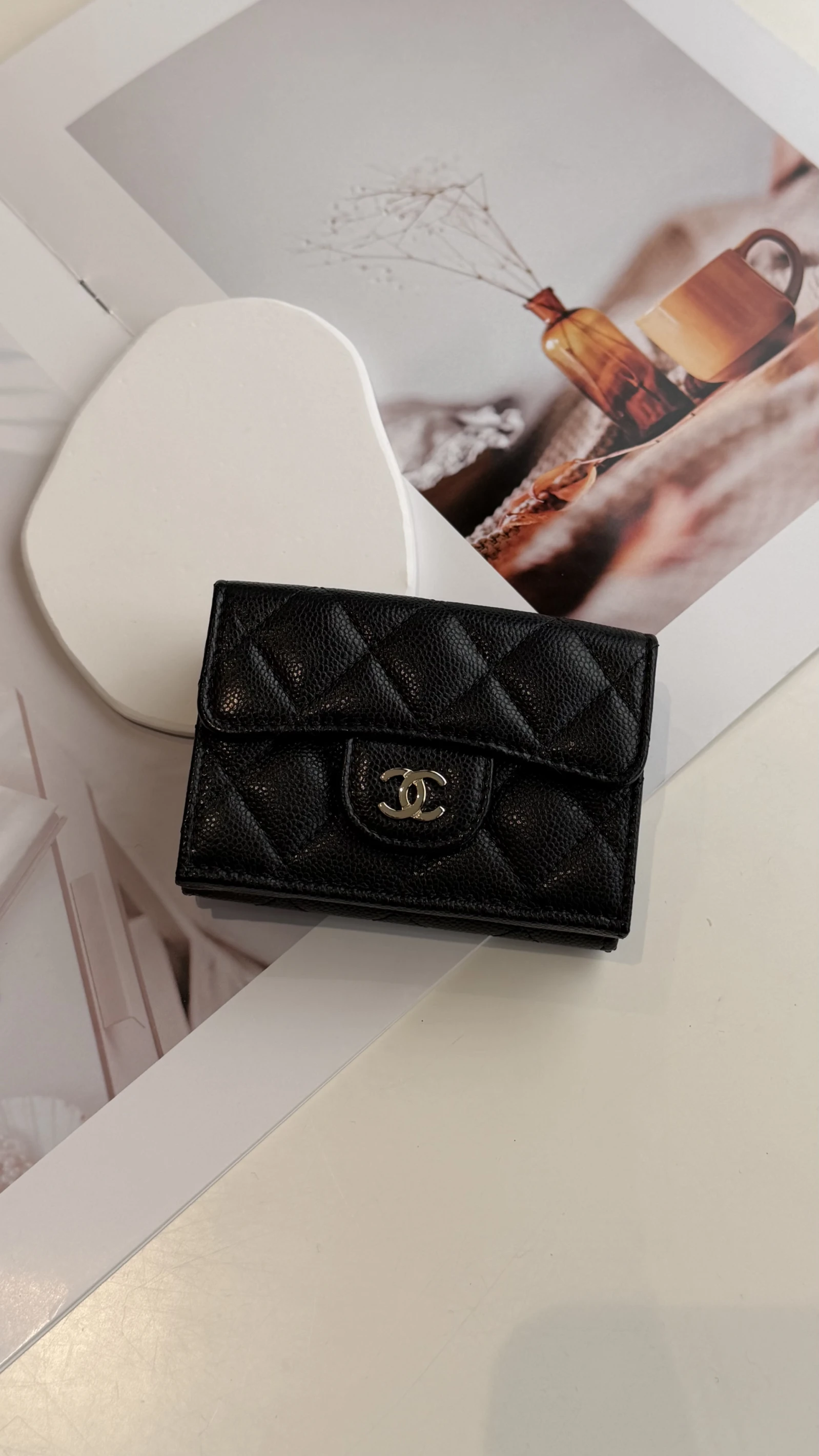 Chanel Cf二合一三折短夾
