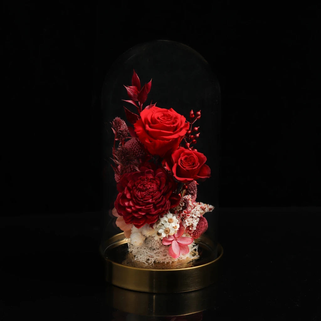 柔情紅薔永生玻璃盅