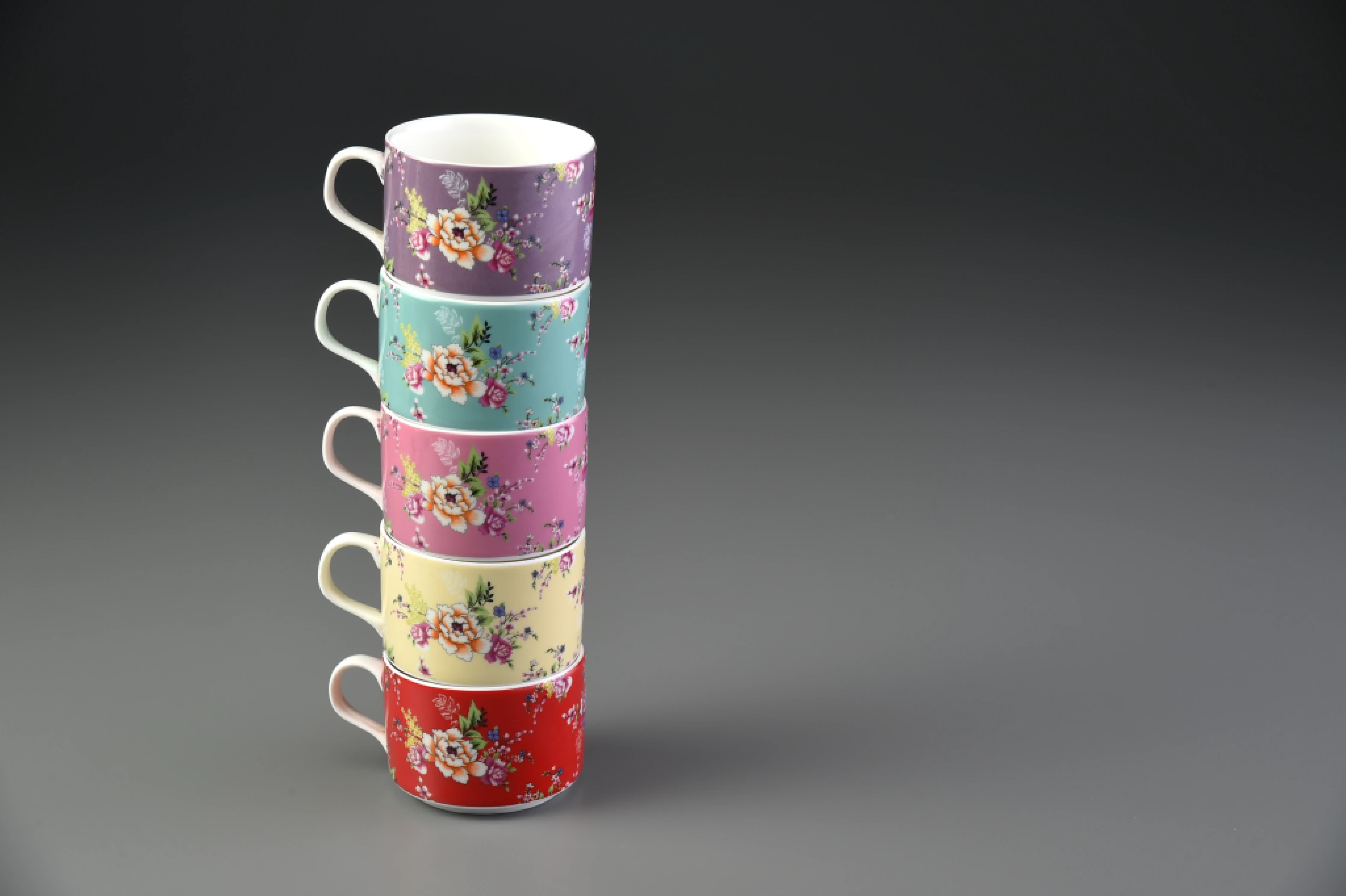 花團錦簇二件式咖啡杯/五色(150cc)