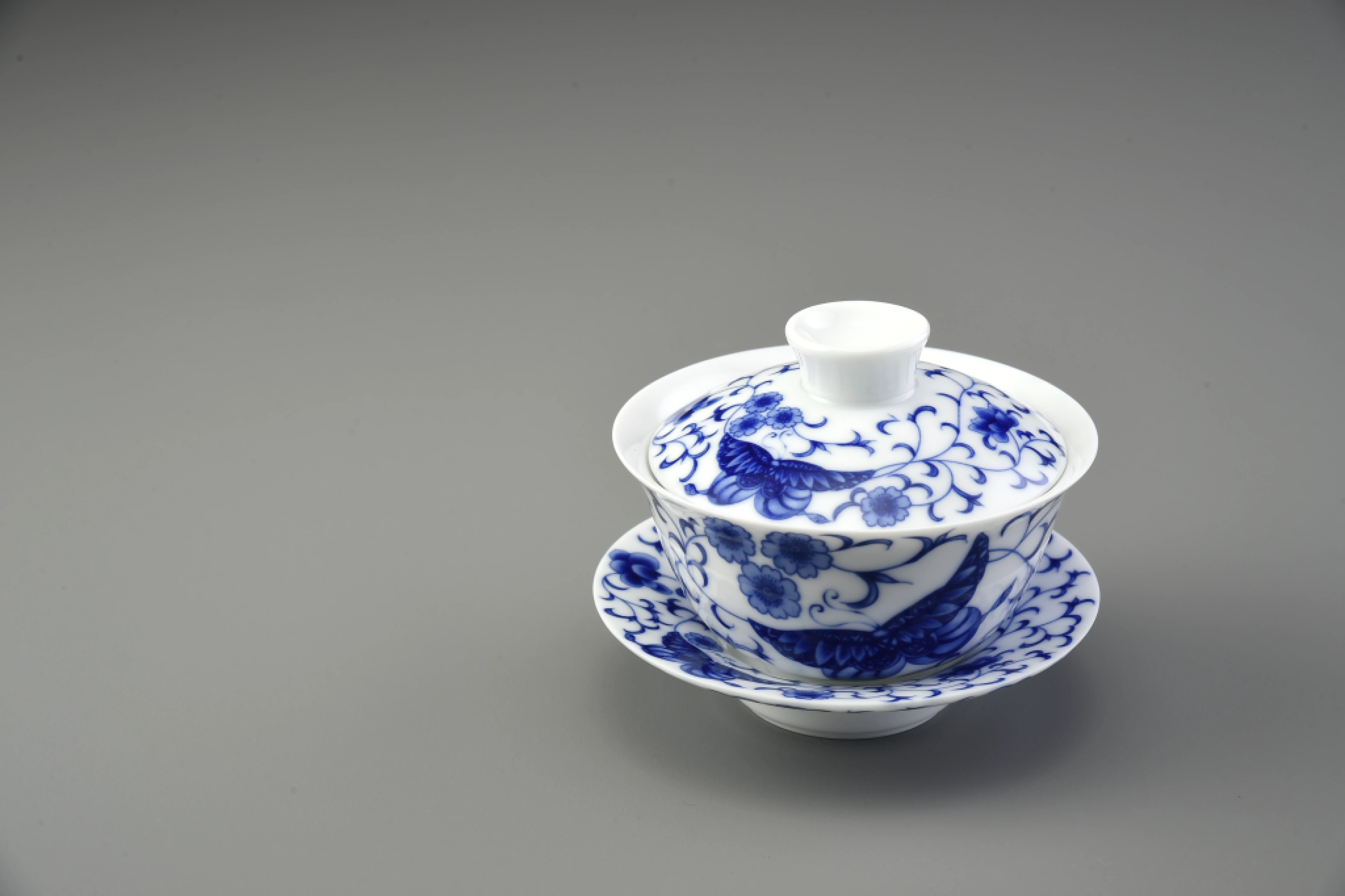 蝶舞青花瓷三件蓋杯/小(140cc)