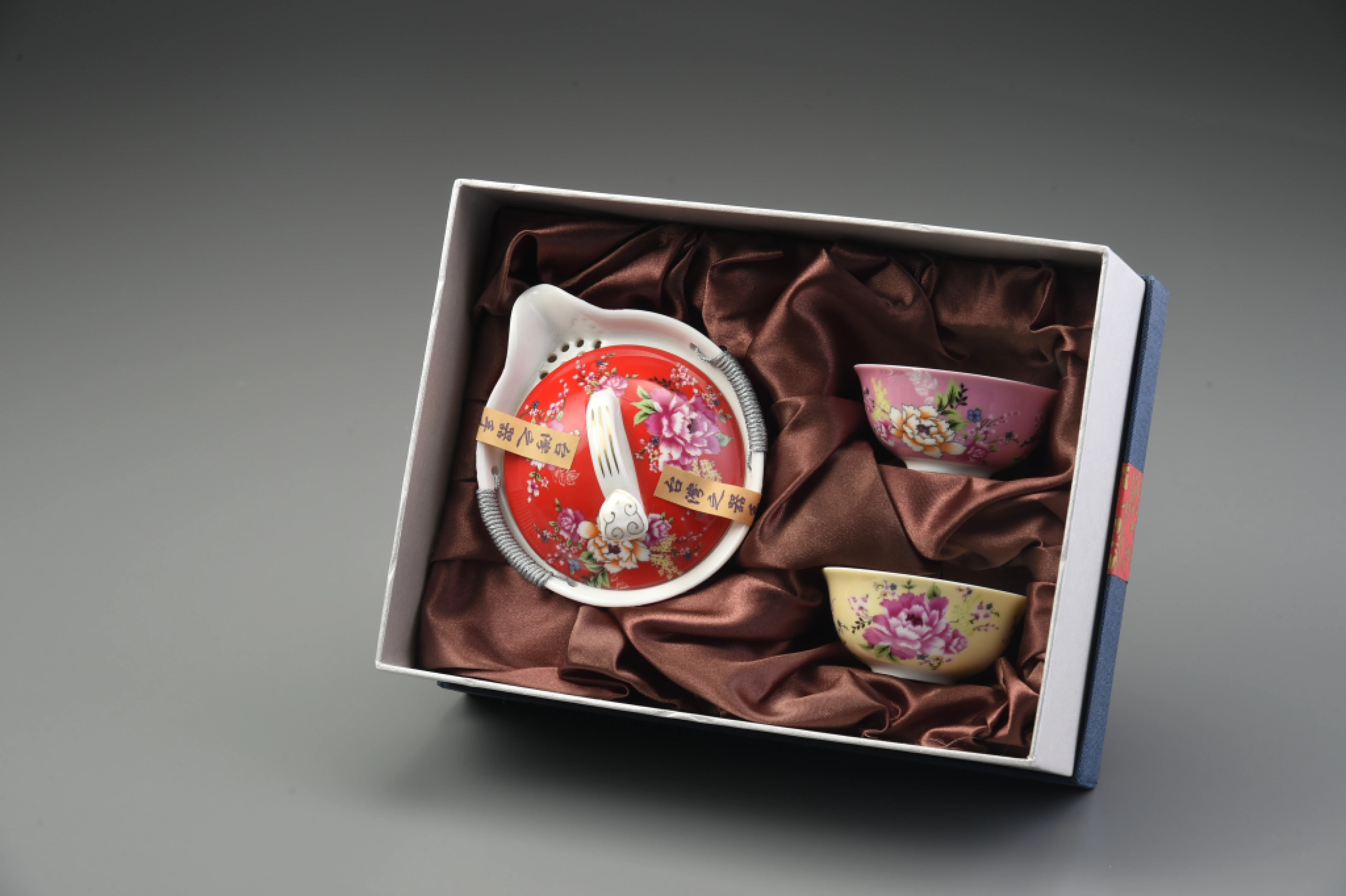 花團錦簇綁繩蓋碗2中反口杯(平裝)
