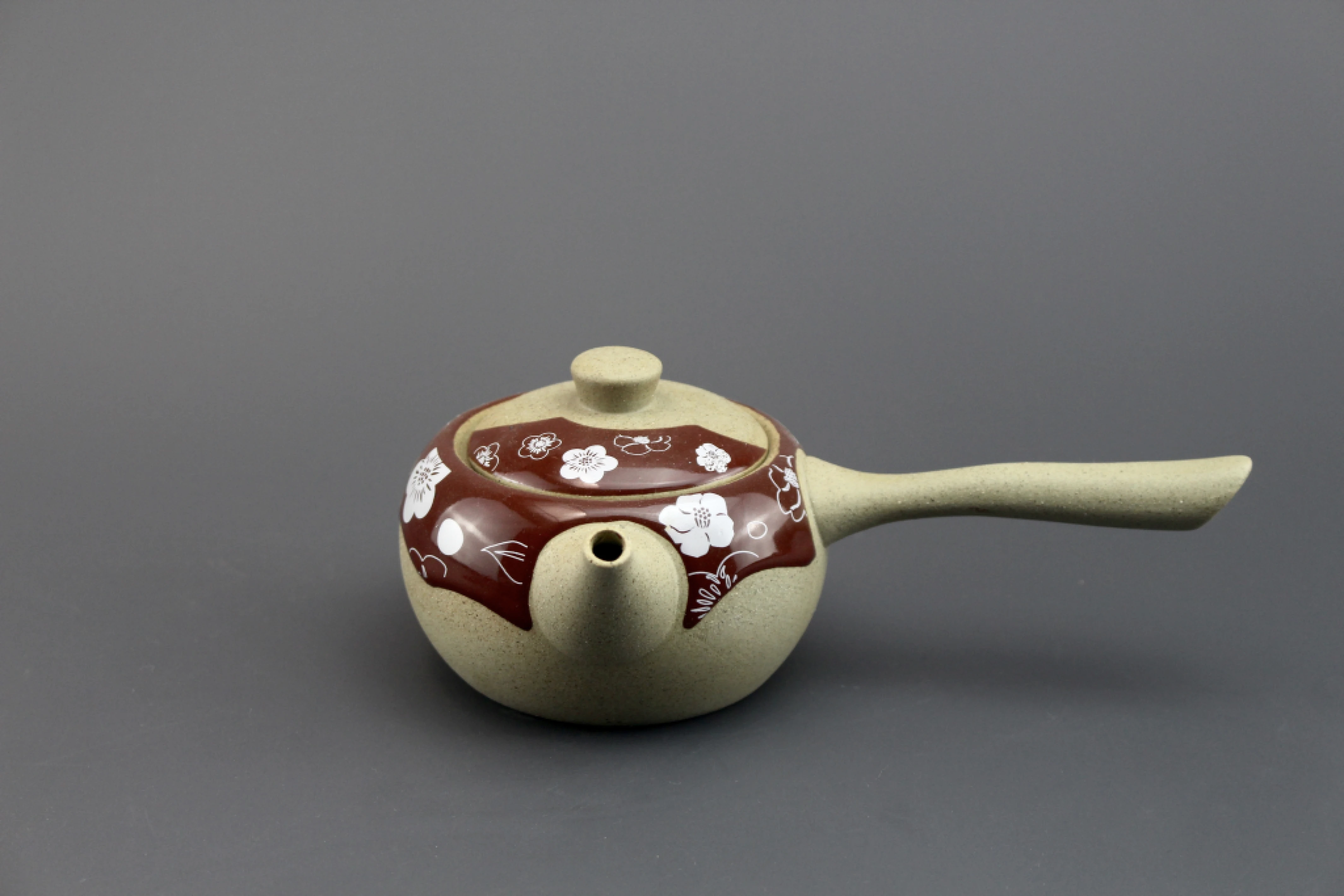 陶藝古佰梅側把壺/紫紅釉(220cc)