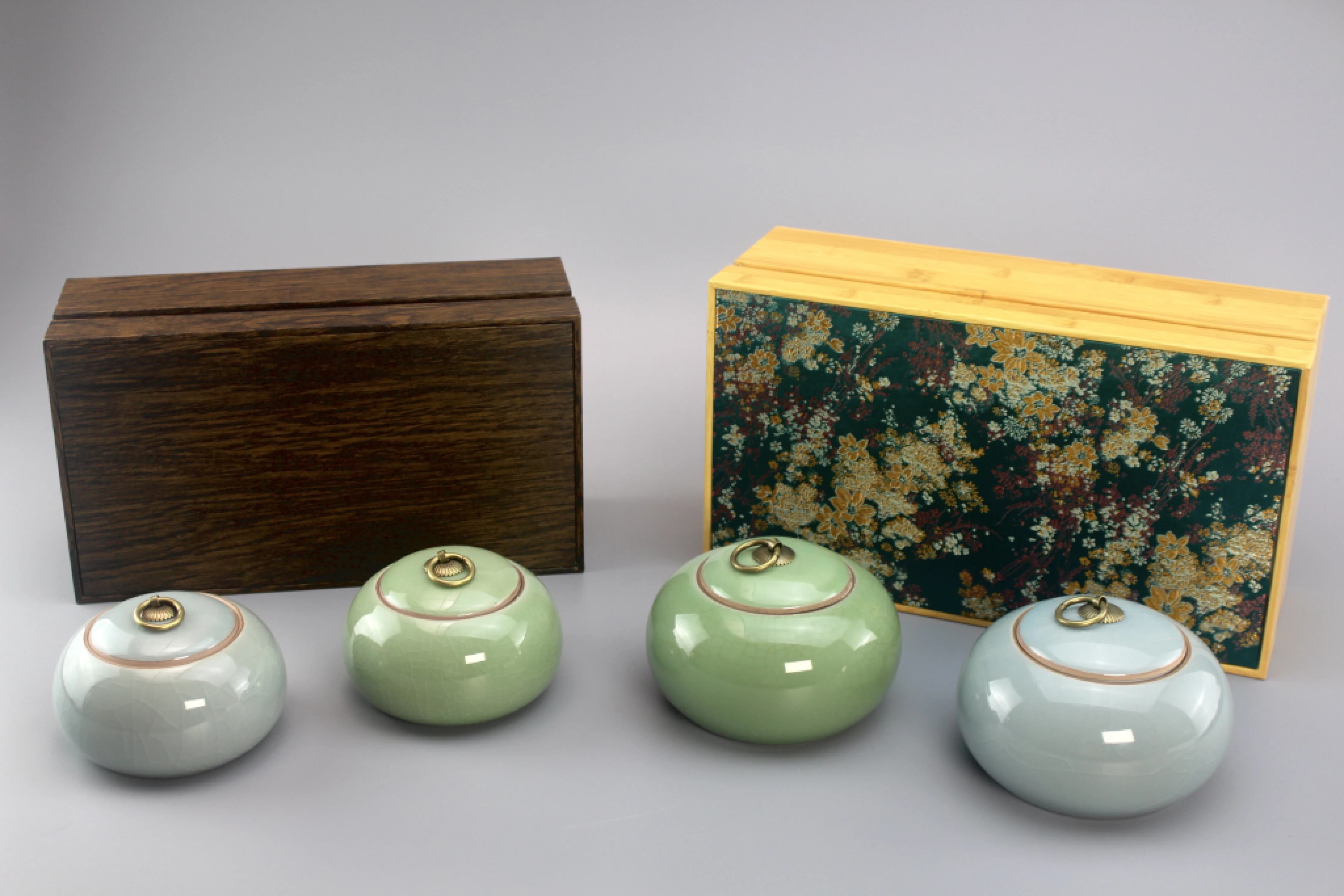 仿古青瓷裂釉2入茶罐禮盒(3兩/4兩)