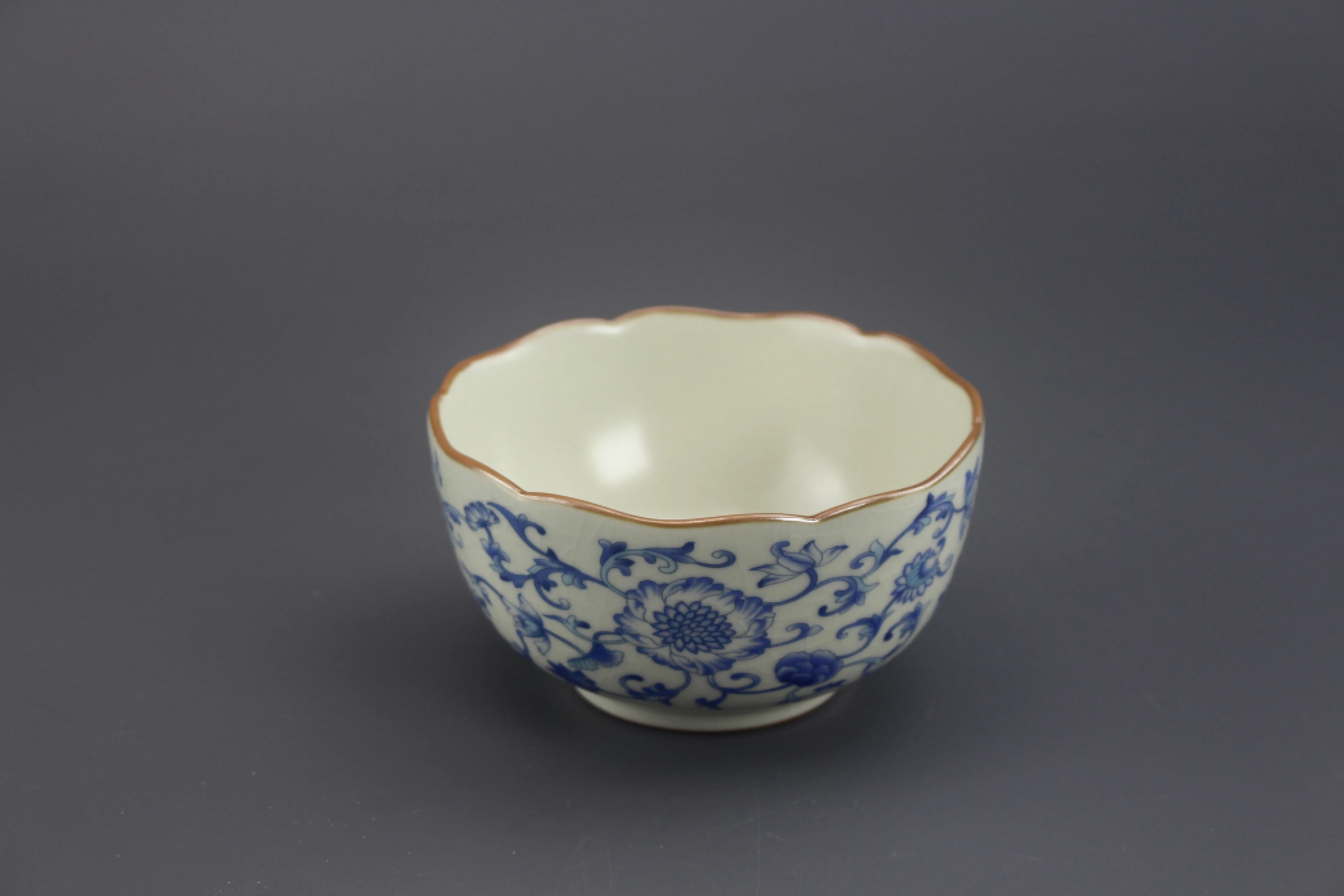 汝窯米黃青花花邊小缽(200cc)