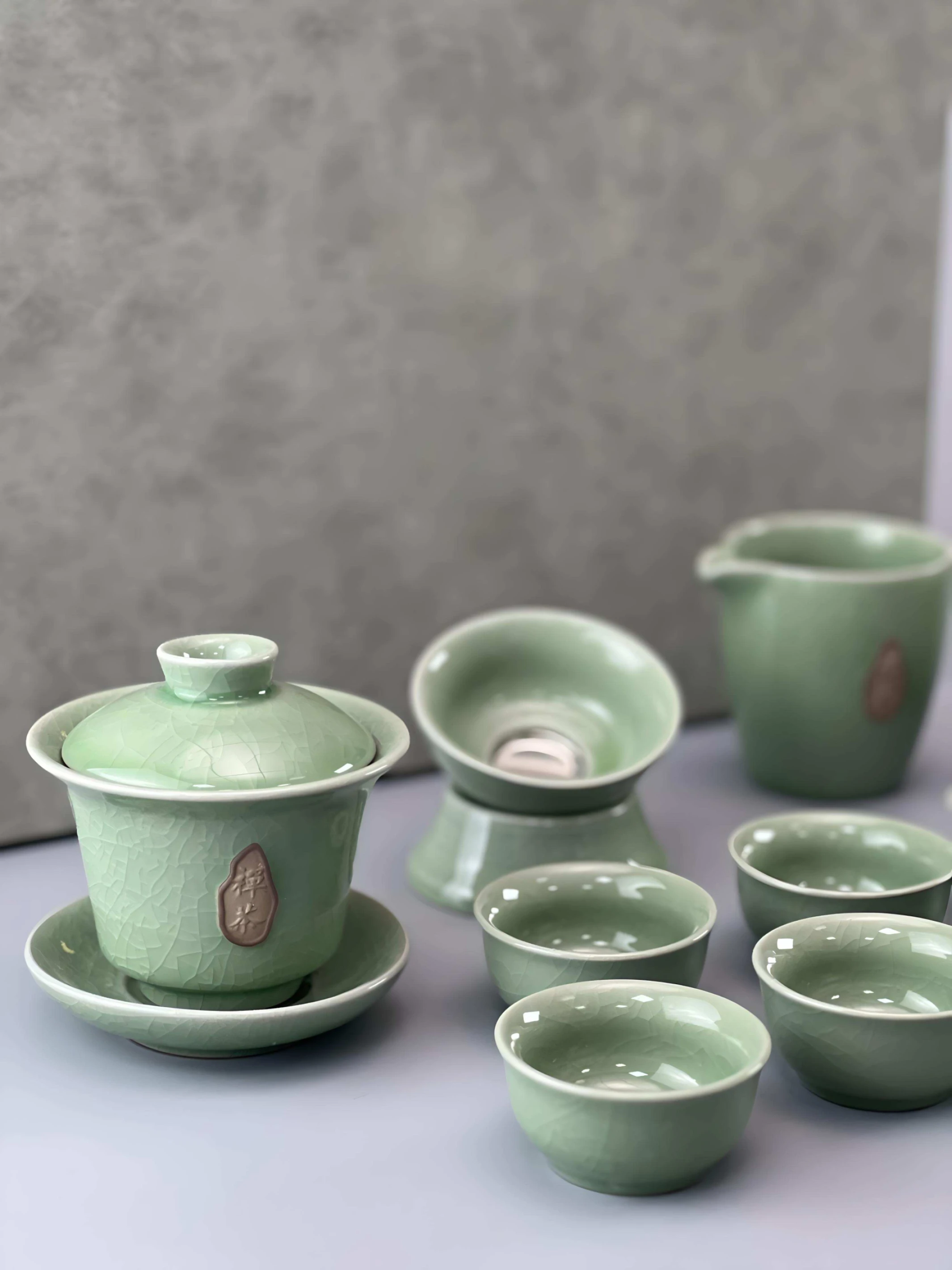 仿古青瓷茶具10入禮盒