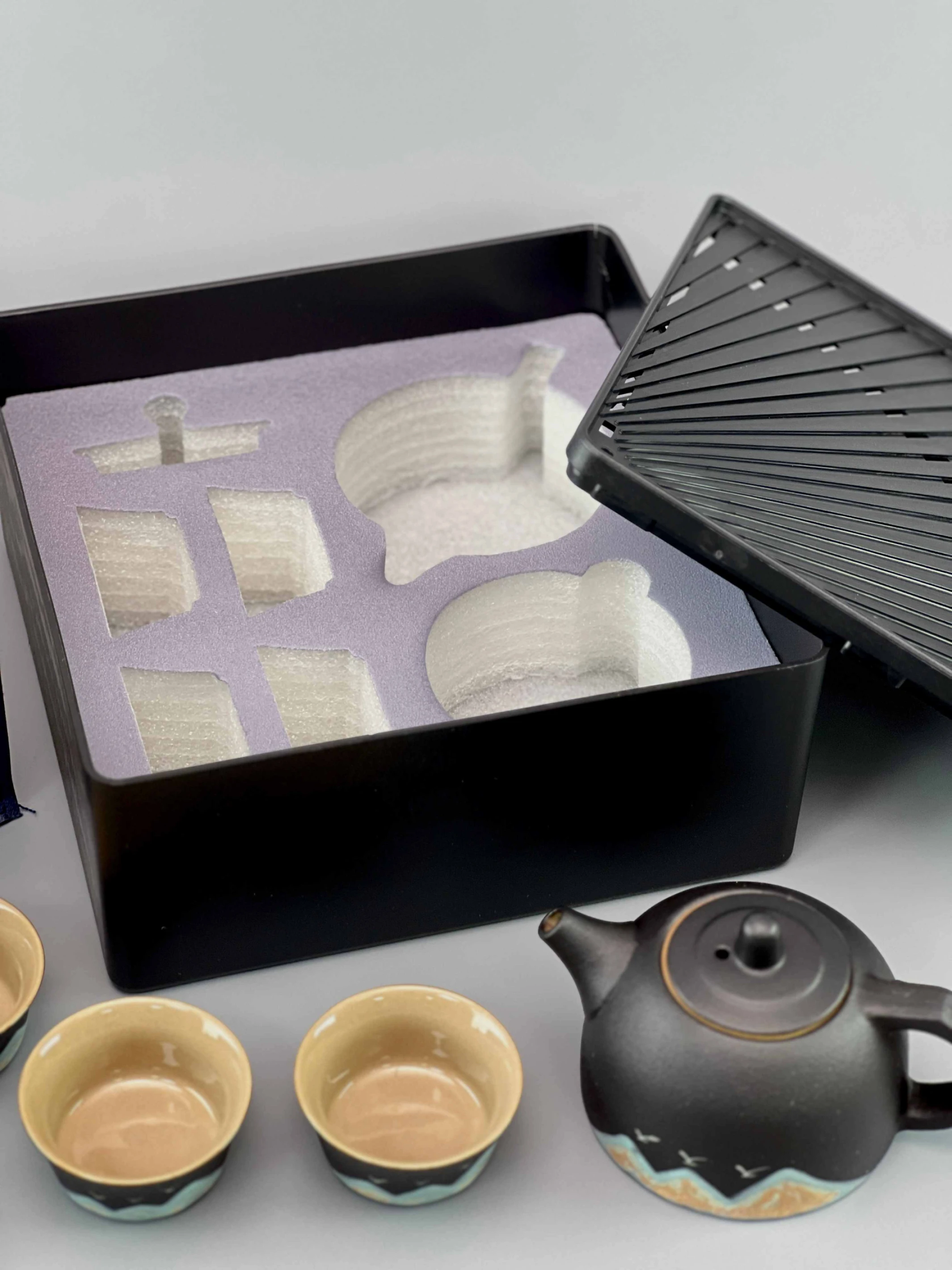黑彩山水正把壺四方6入旅行組丞漢茶具｜茶具｜茶具批發