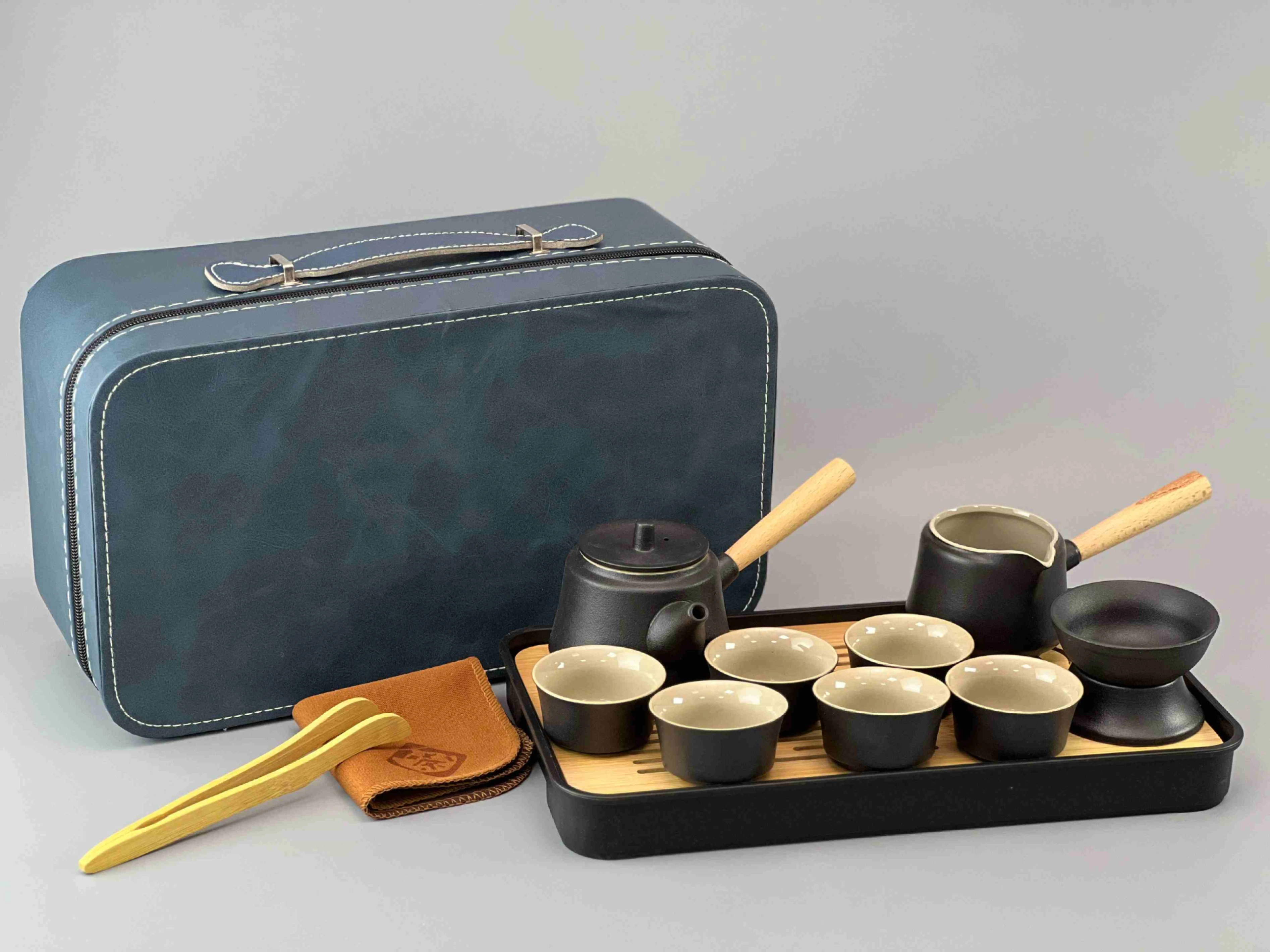 黑木柄側把壺10入長方旅行組丞漢茶具｜茶具｜茶具批發