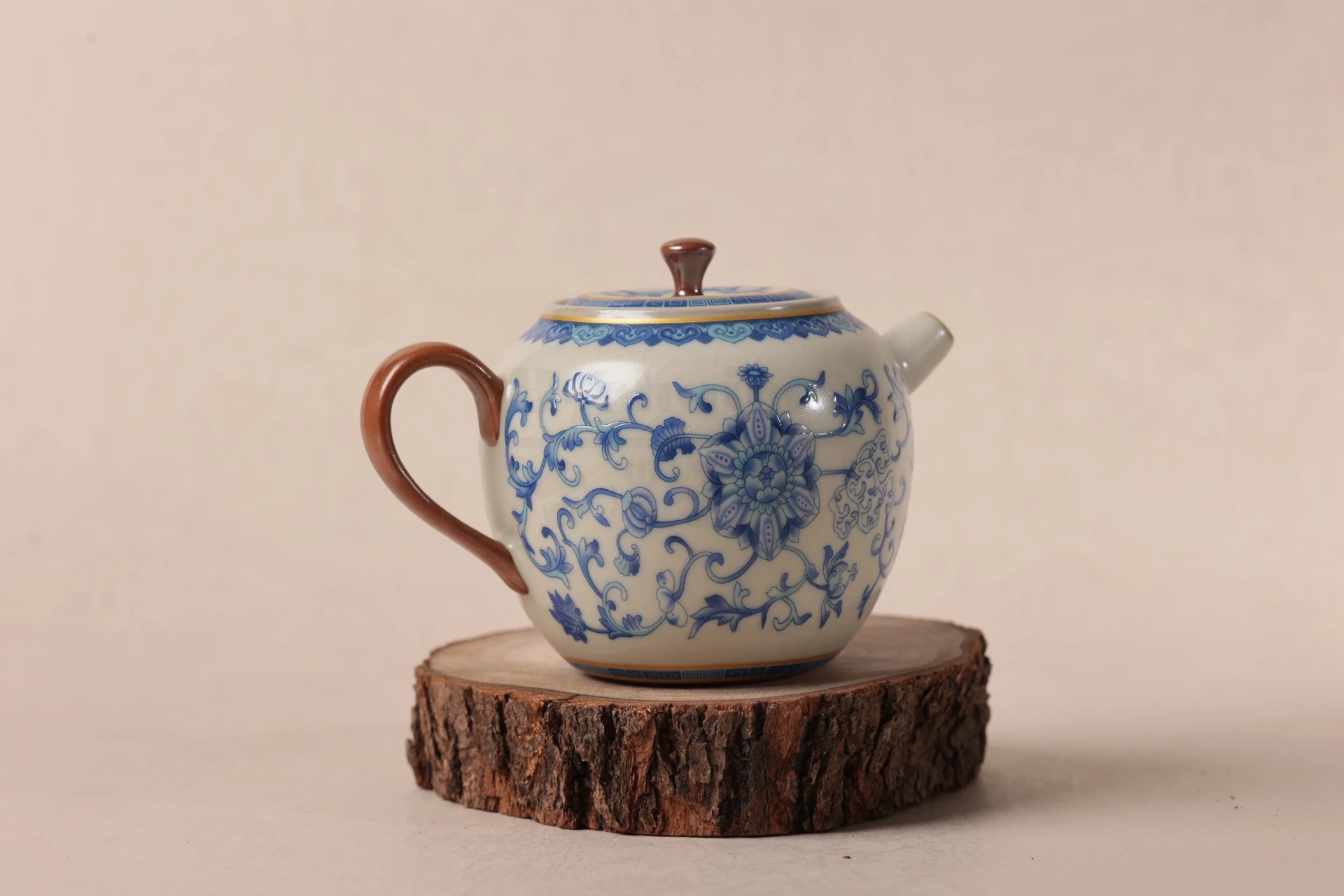 汝窯米黃青花悦豐壺(200cc)
