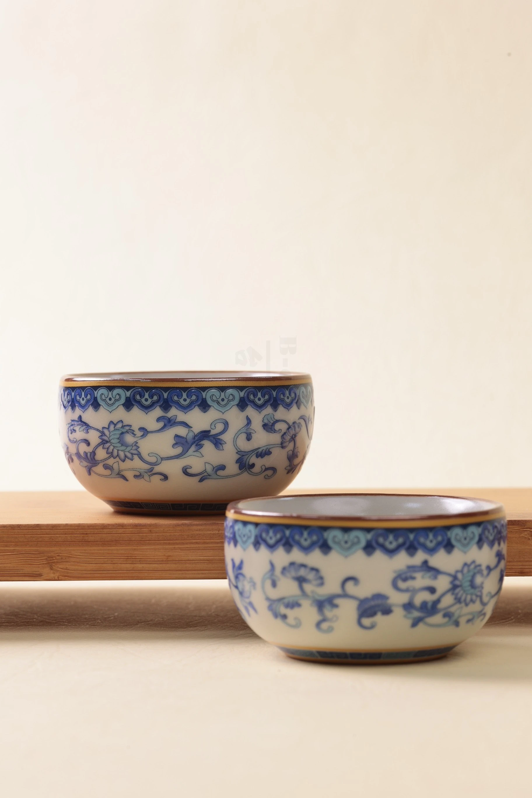 汝窯米黃青花圓富杯(40cc)