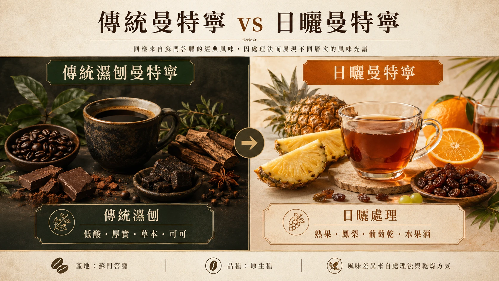 傳統濕刨曼特寧與日曬曼特寧風味比較