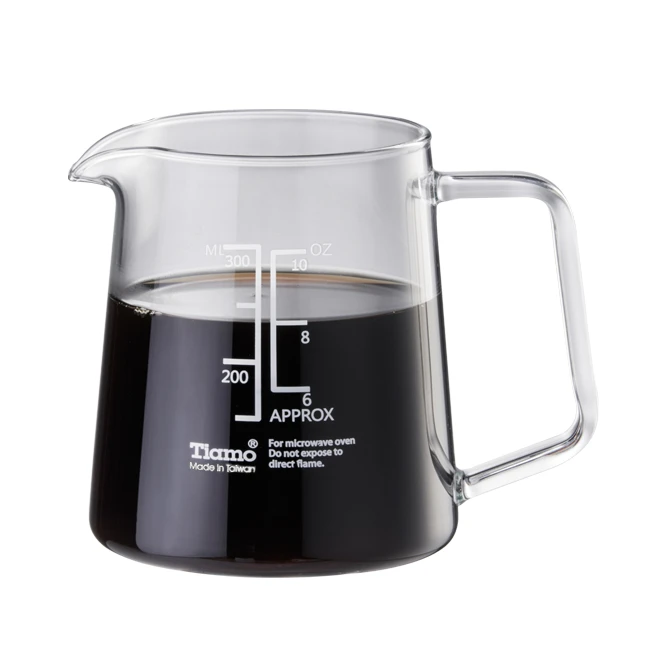 Tiamo｜玻璃有柄量杯300ml/500ml｜台灣生產，適用沖煮咖啡底壺