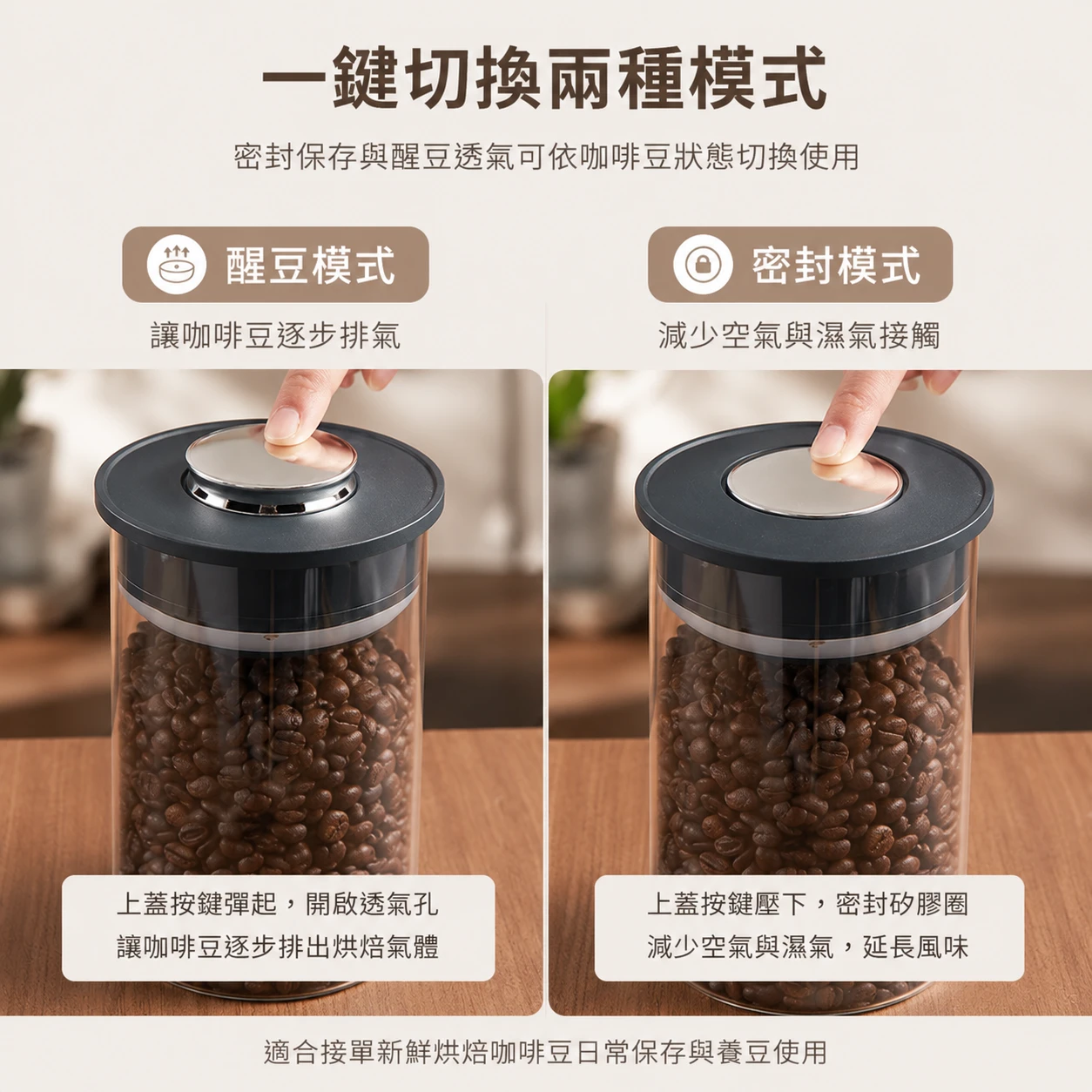 咖啡豆密封保存罐｜一鍵醒豆款 600ml