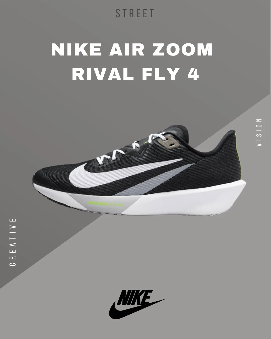 【現貨】Nike AIR ZOOM RIVAL FLY 4黑白灰-FV6040001