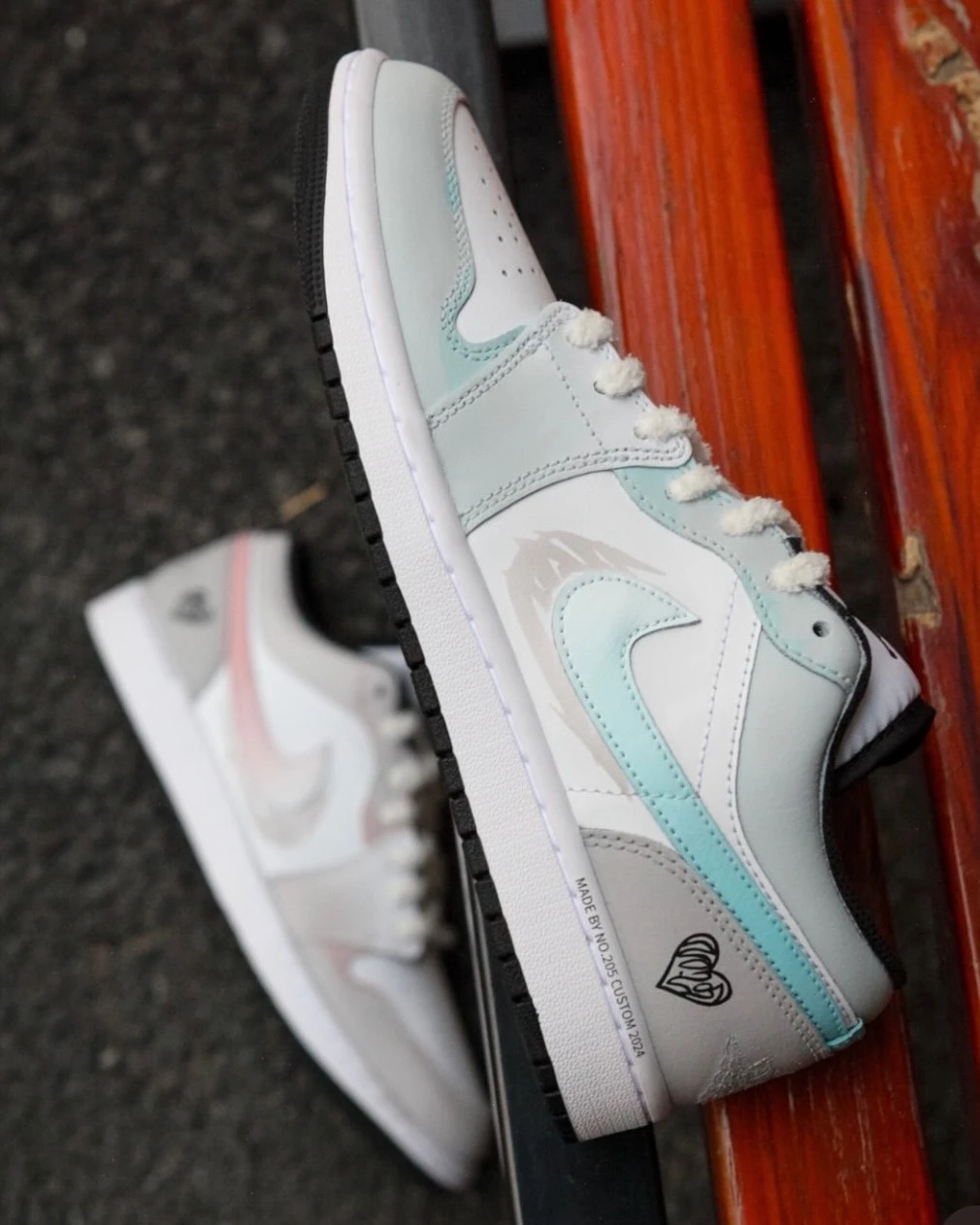 【訂製球鞋】Nike Air Jordan 1 煙灰鴛鴦 情人節 蒂芬妮綠/螢光淡粉