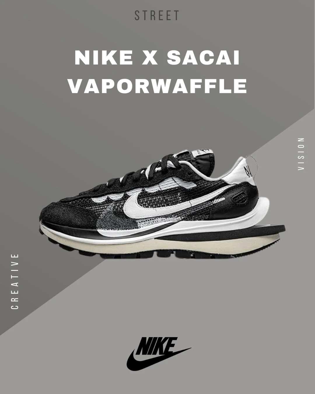 【現貨】Nike Sacai vaporwaffle 黑白- CV1363001