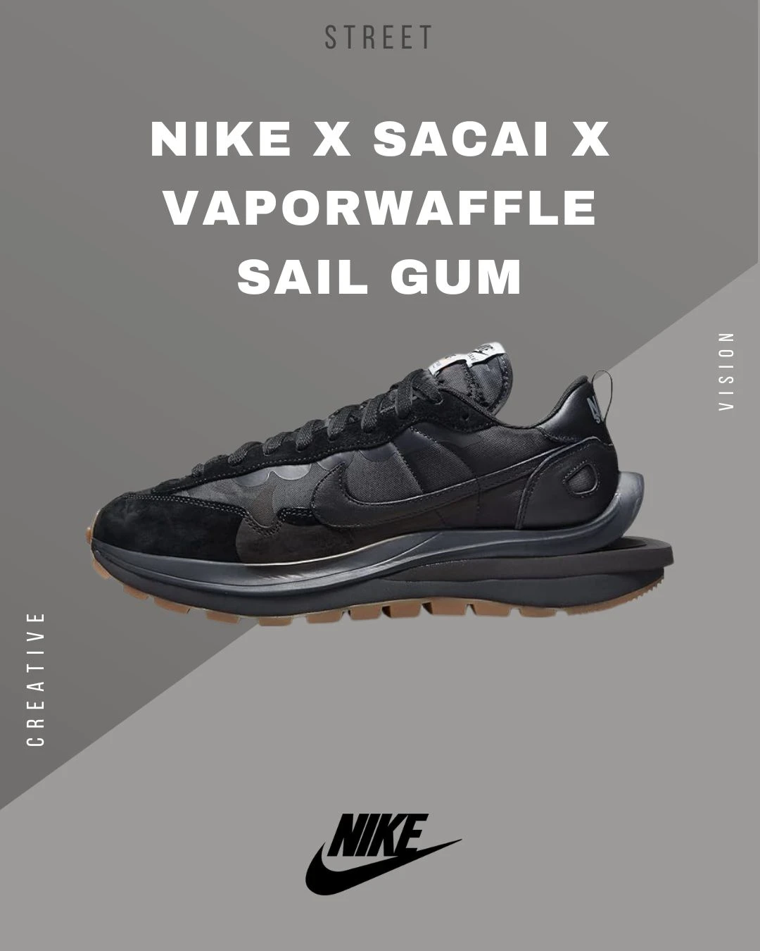 【現貨】NIKE X Sacai Vaporwaffle Sail Gum 黑色 DD1875-001