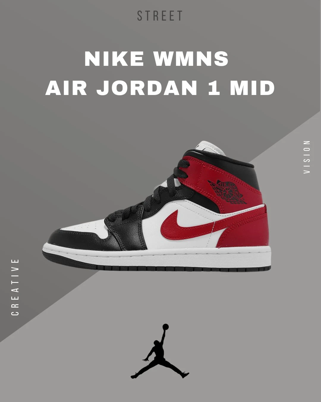 NIKE Wmns Air Jordan 1 Mid 白紅 AJ1 一代 BQ6472-160